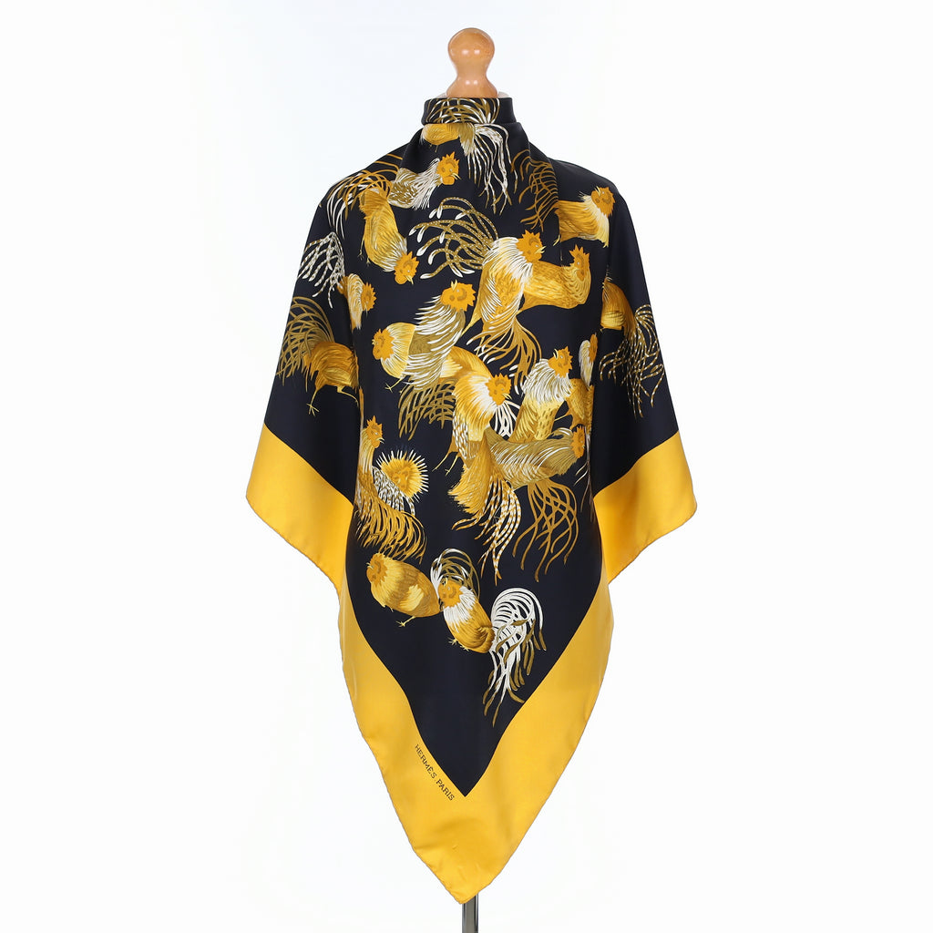 Hermès Les Coqs Silk Scarf