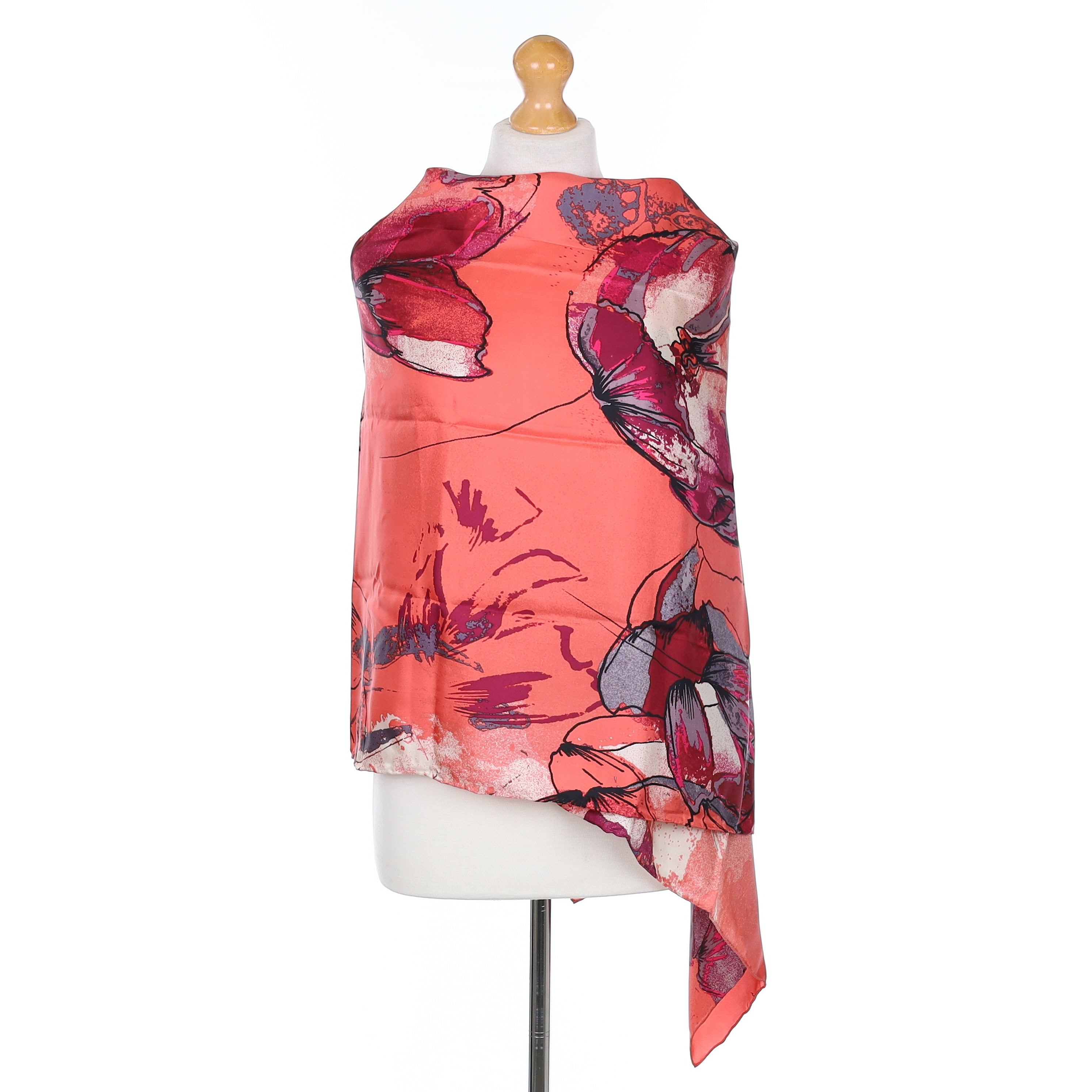 Brand New Boxed Bella Ballou Pink Floral Silk Scarf