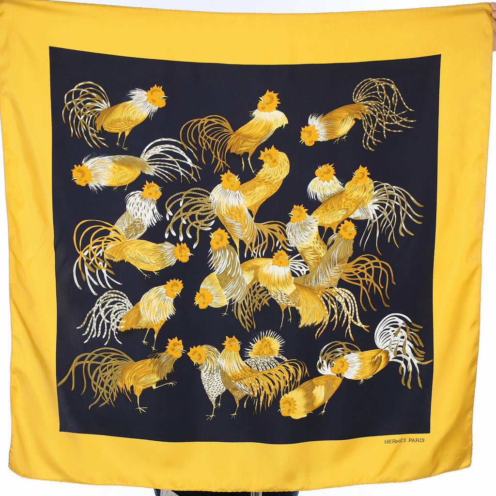 Hermès Les Coqs Silk Scarf