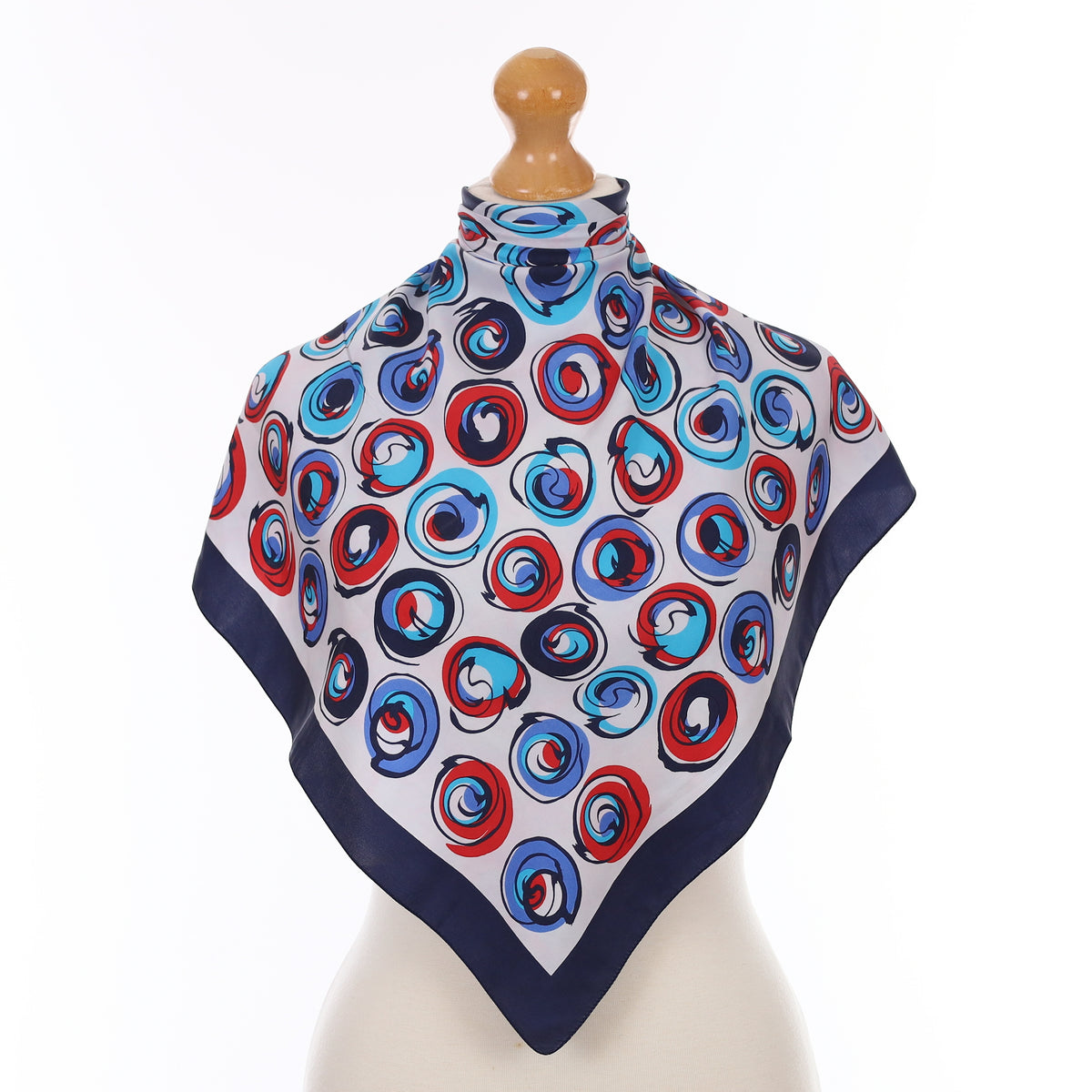 Blue and Red Spotted Vintage Silk Scarf
