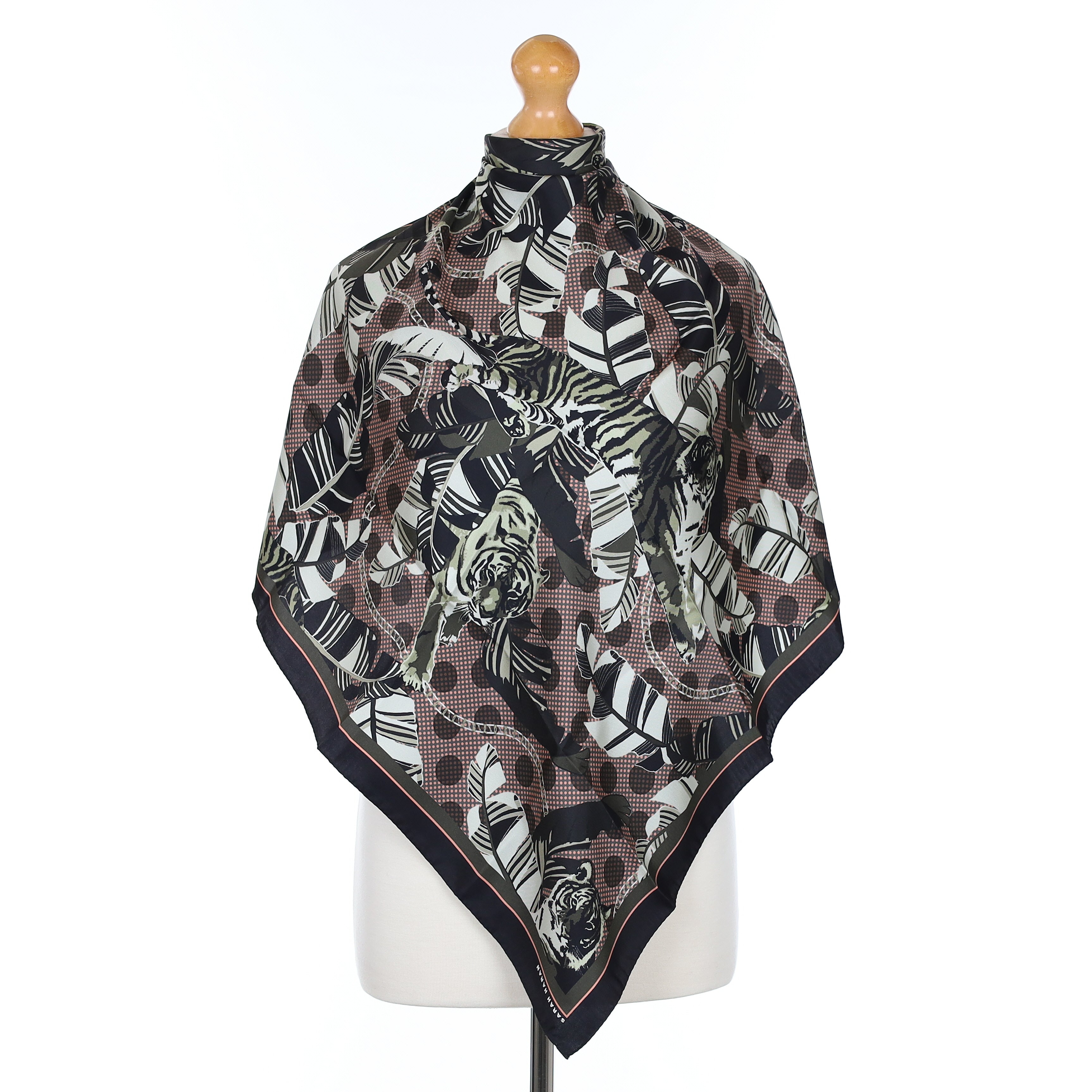 Brand New Sarah Haran Tiger Design Silk Scarf
