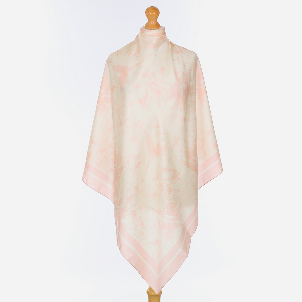 Pristine Ice Pink and Vanilla Floral Silk Scarf