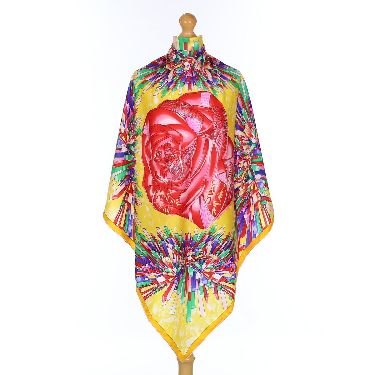 Brand New Yellow Abstract Silk Scarf