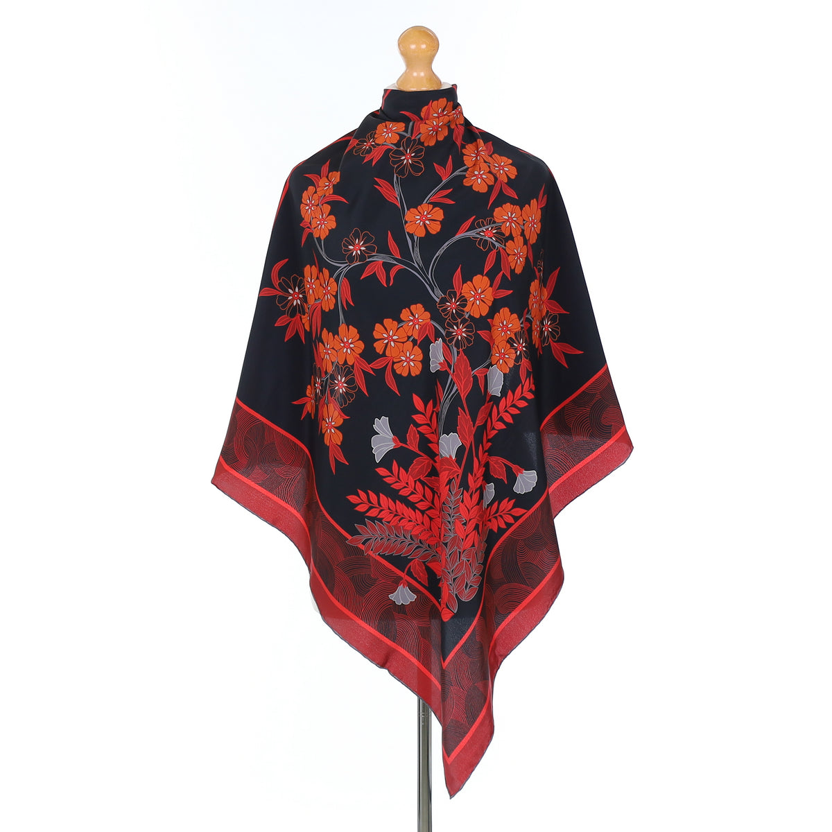 1080's Aquascutum Red and Black Vintage Silk Scarf