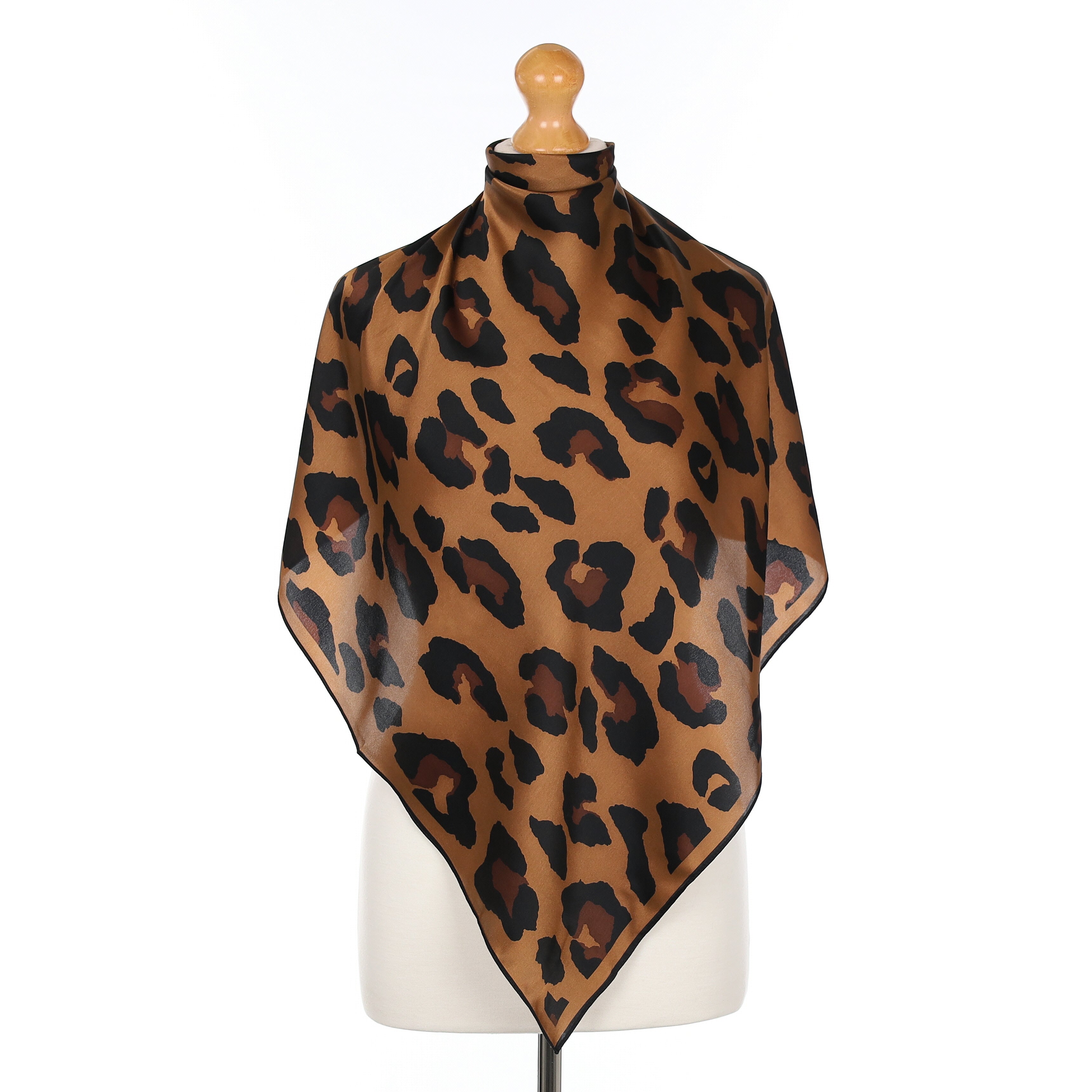 Pristine Brown Leopard Print Silk Scarf