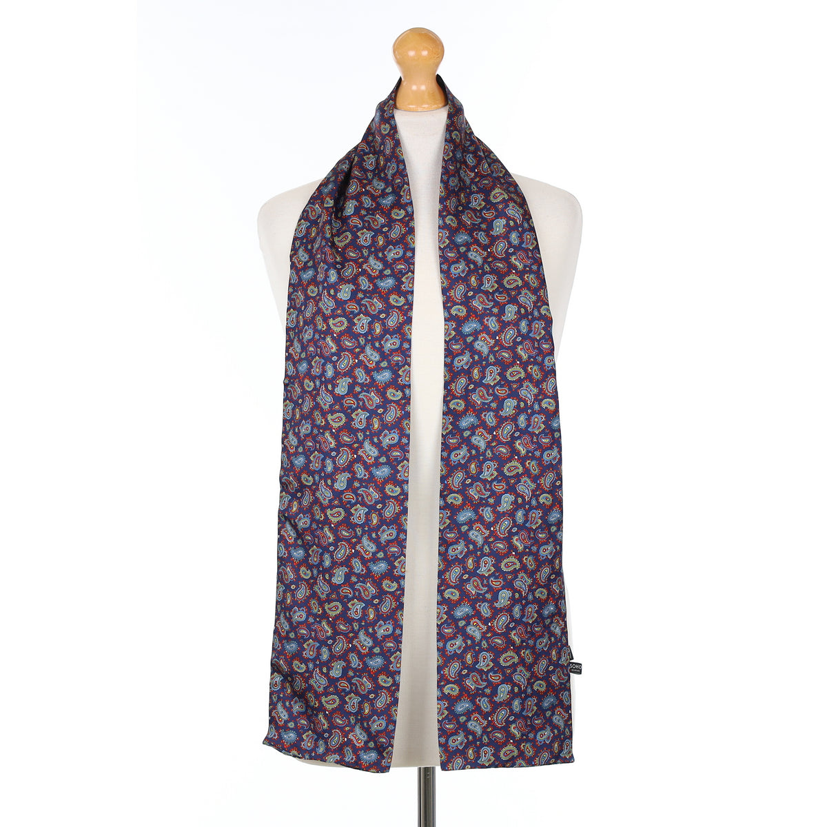 Pristine Blue Paisley Silk Scarf