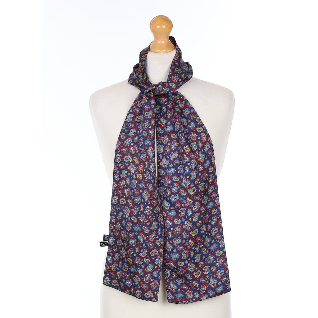 Pristine Blue Paisley Silk Scarf