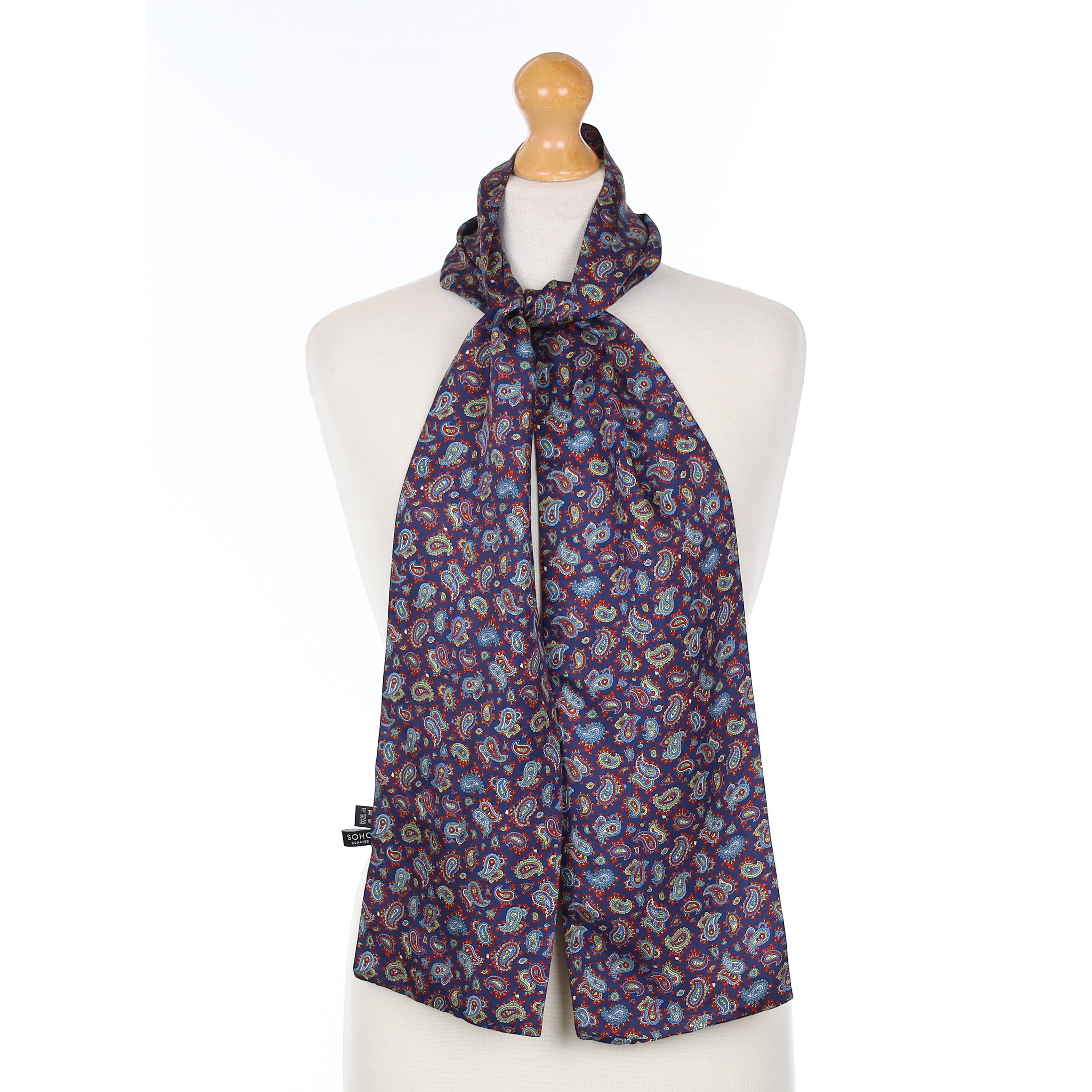 Pristine Blue Paisley Silk Scarf