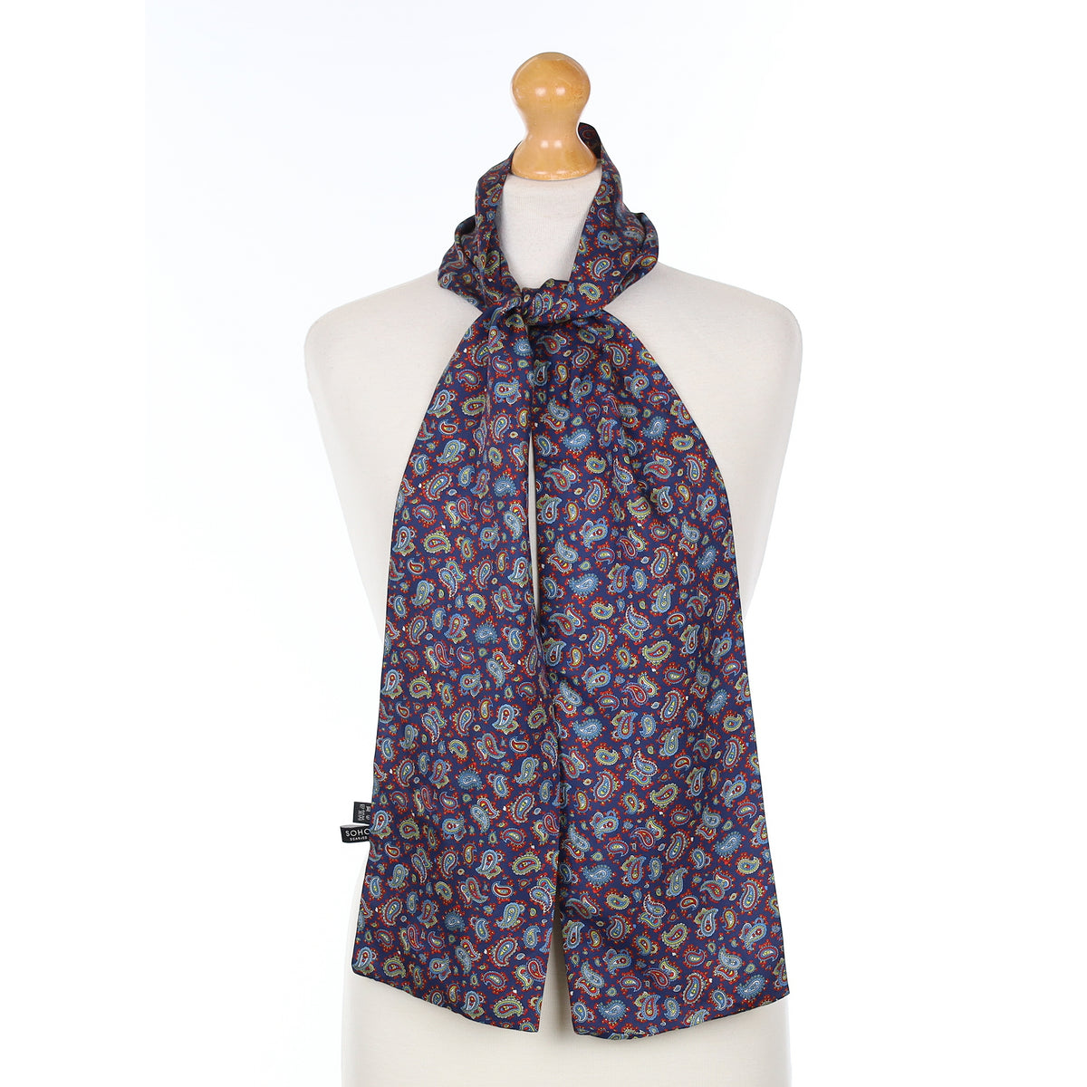 Pristine Blue Paisley Silk Scarf