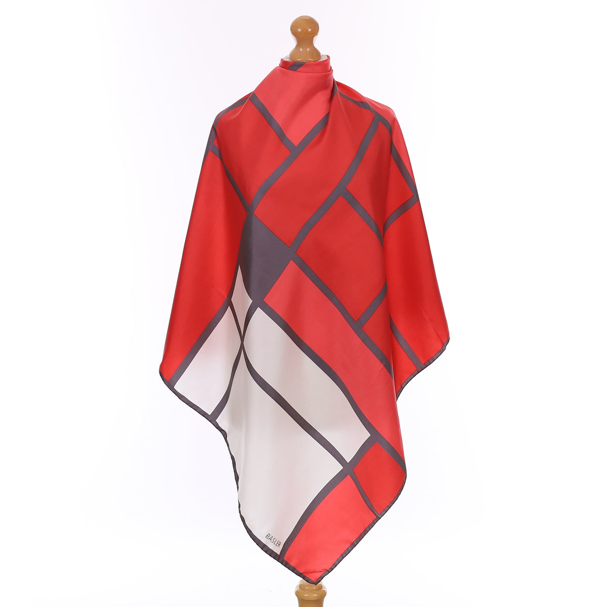 Basler Red Colour Block Silk Scarf