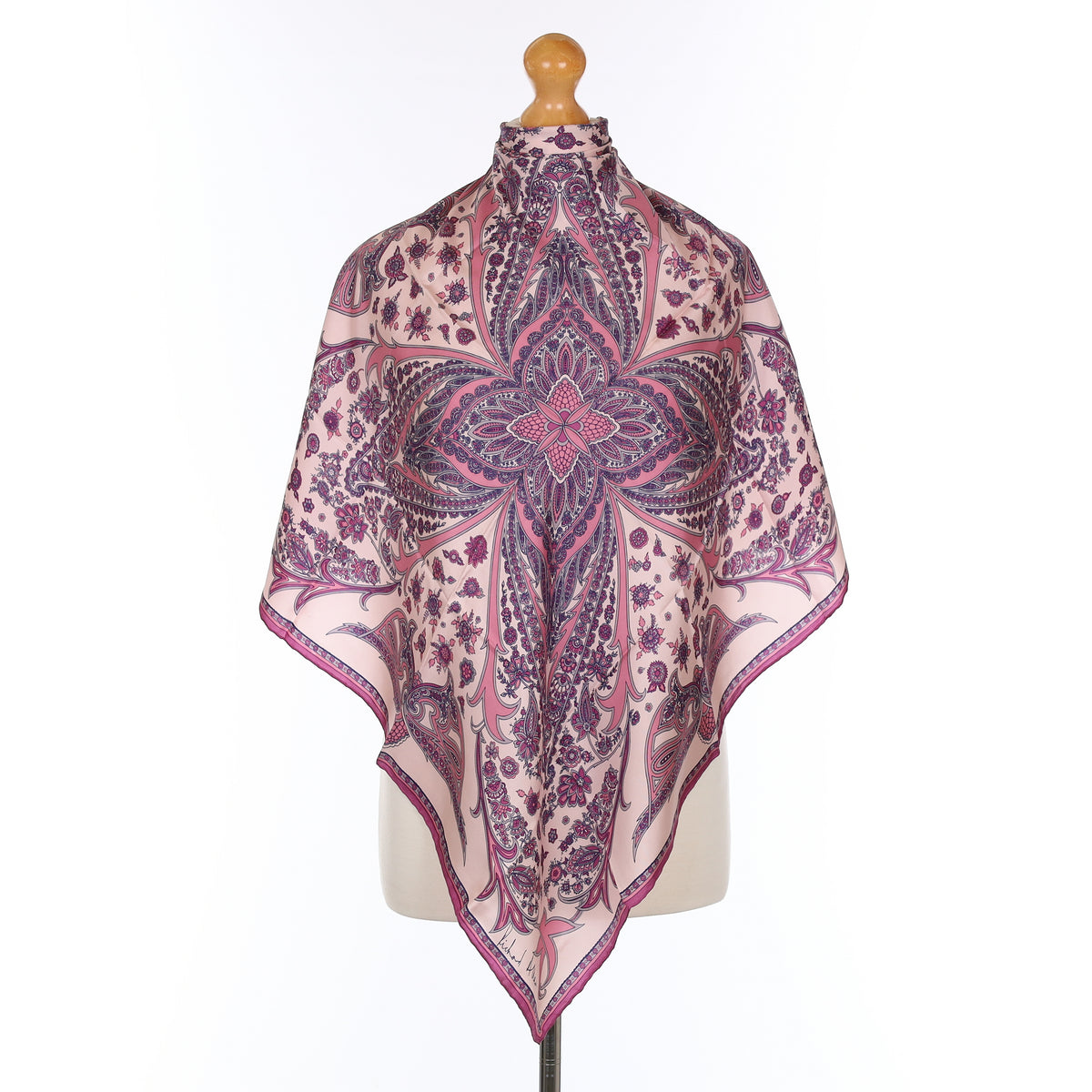 1970's Richard Allan Purple Paisley Vintage Silk Scarf