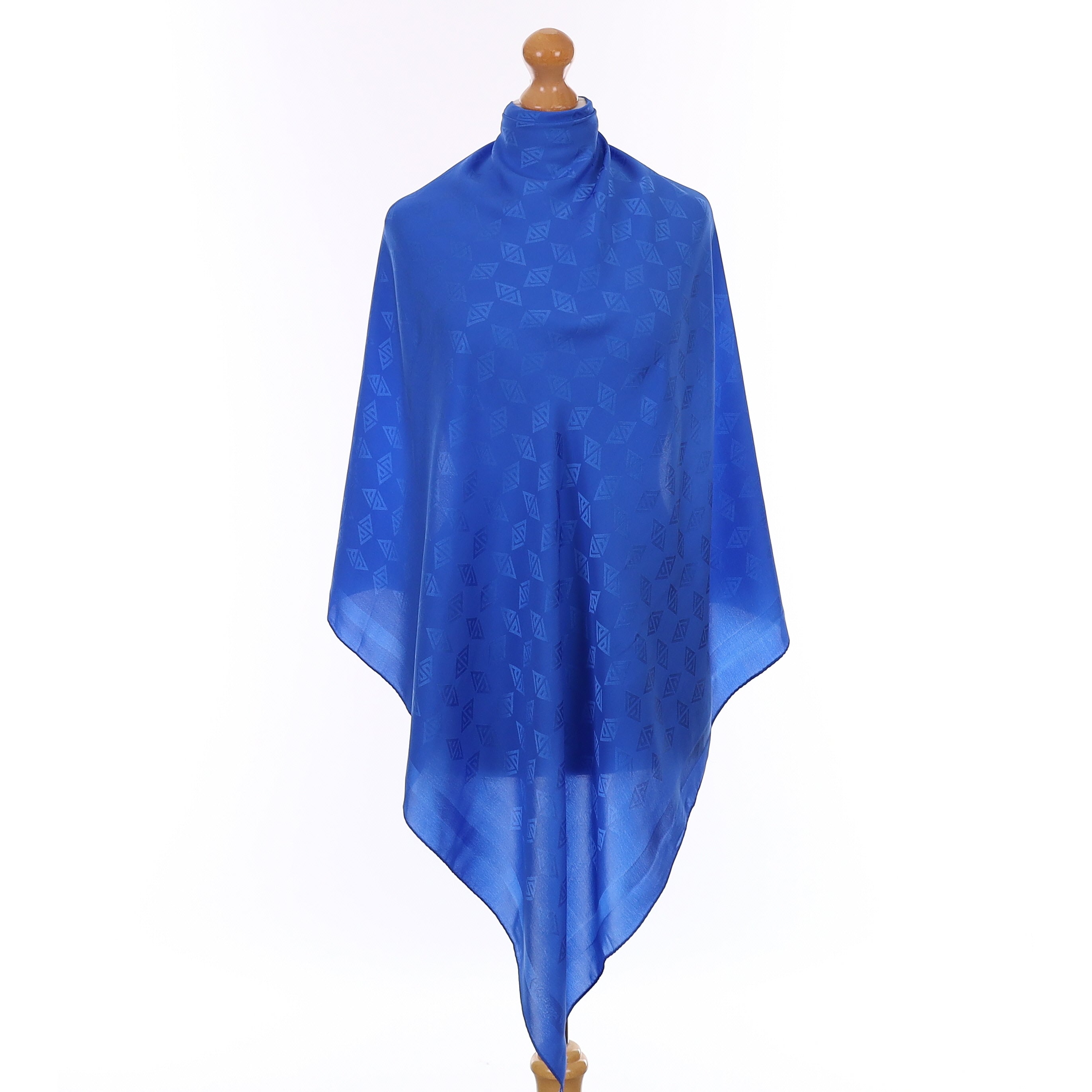 Cobalt Blue Jacquard Vintage Silk Scarf