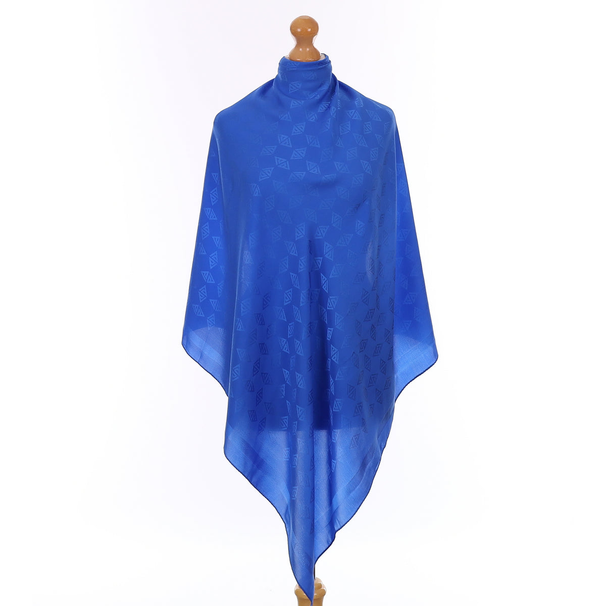 Cobalt Blue Jacquard Vintage Silk Scarf
