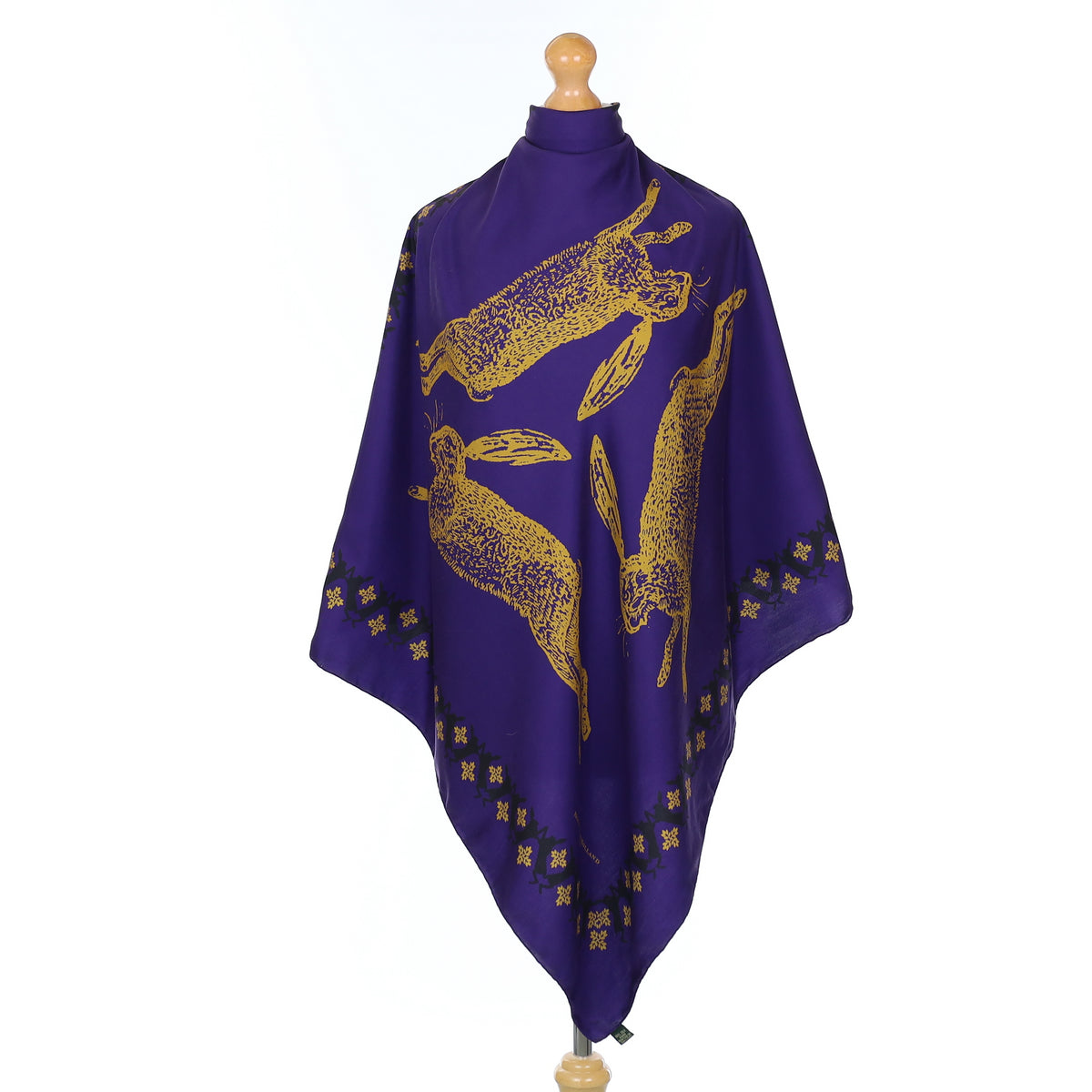 Holland & Holland Indigo Hares Vintage Silk Scarf