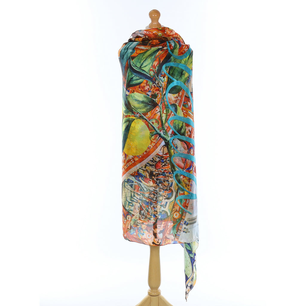 Pristine Multicolour Vintage Large Silk Shawl