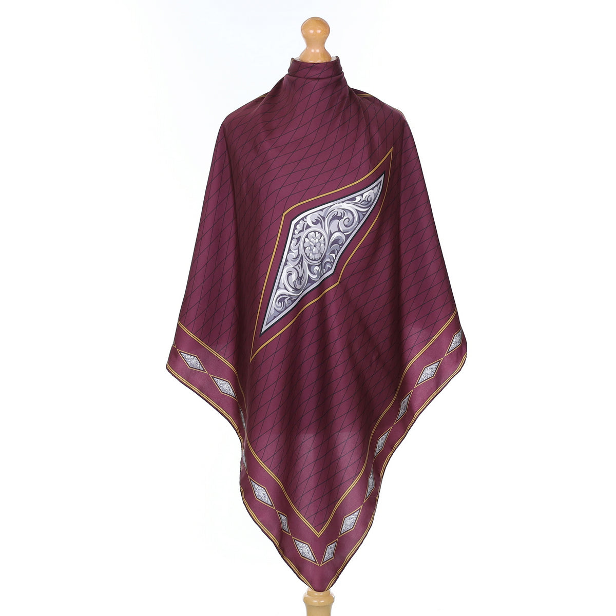 Holland & Holland Burgundy Vintage Silk Scarf