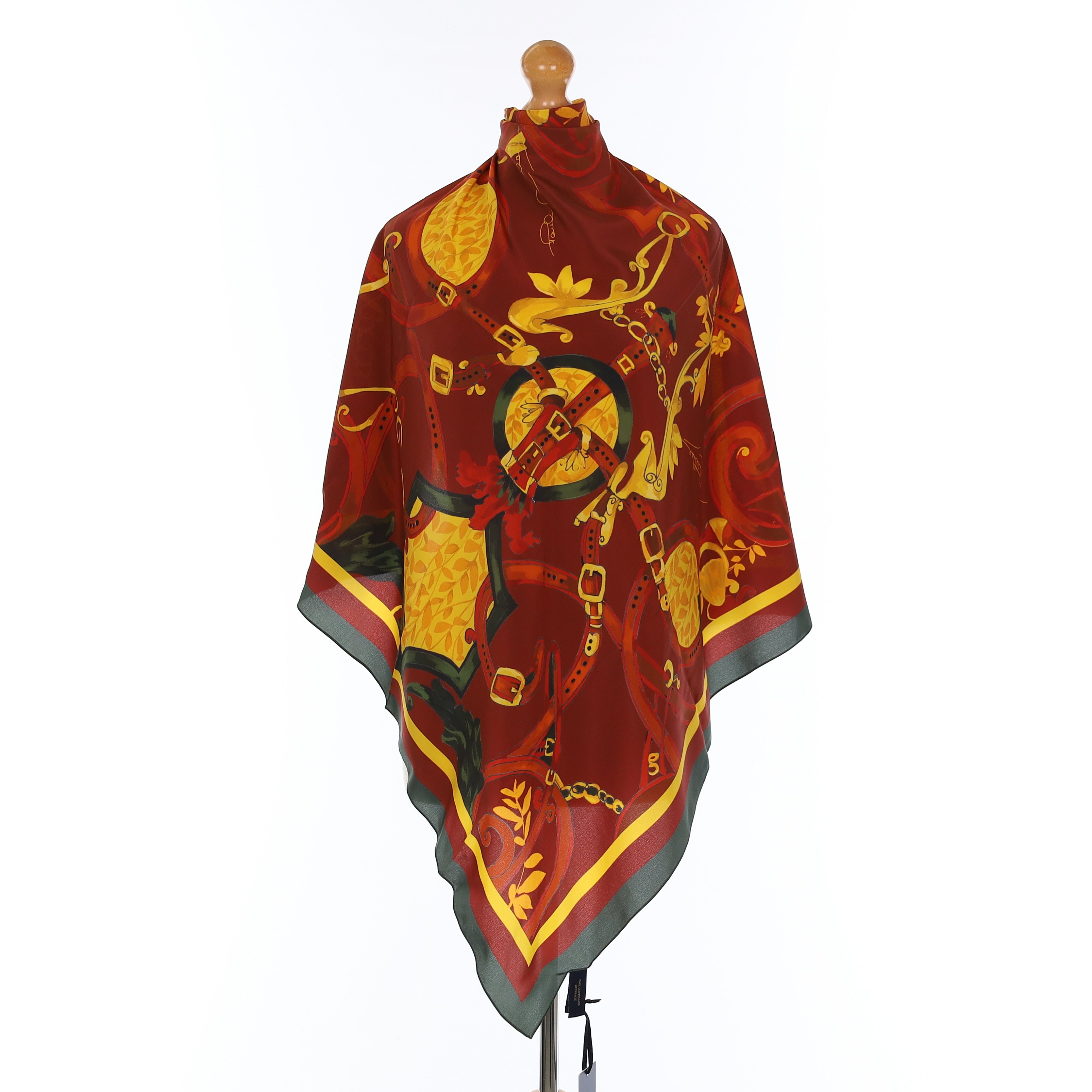 Brand New Boxed Paul Costelloe Red Patterned Silk Scarf