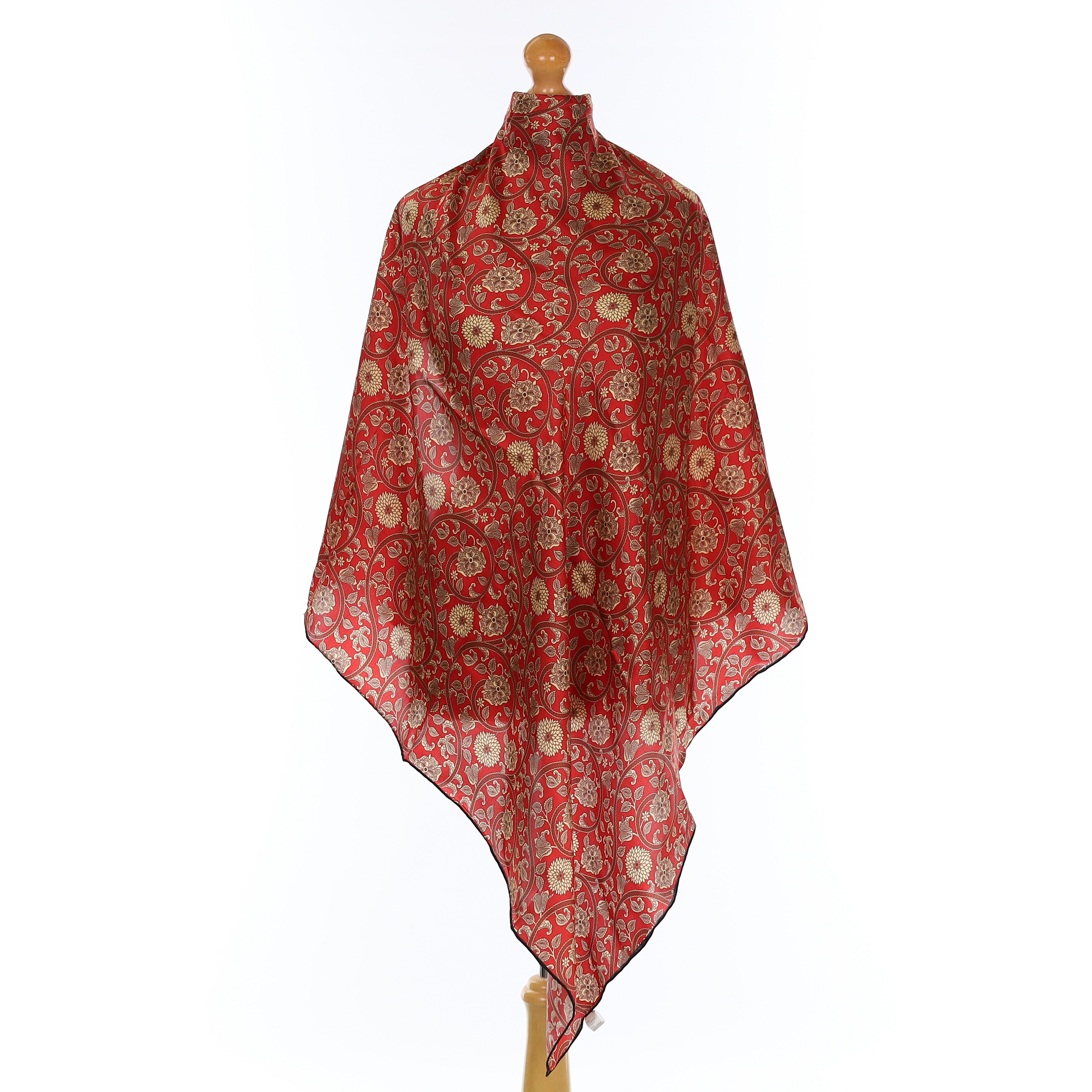 Brand New Boxed Red Floral Silk Scarf