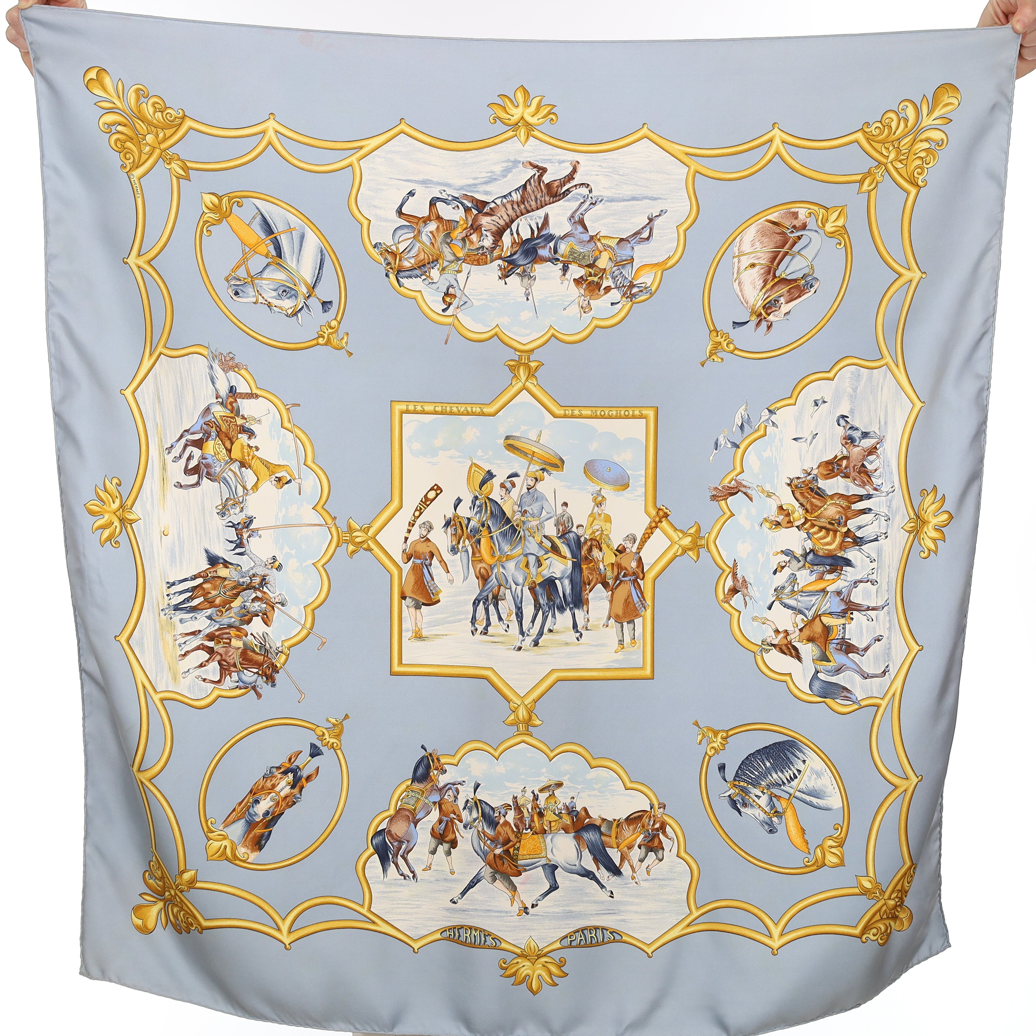 Hermès Les Chevaux des Moghols Silk Scarf