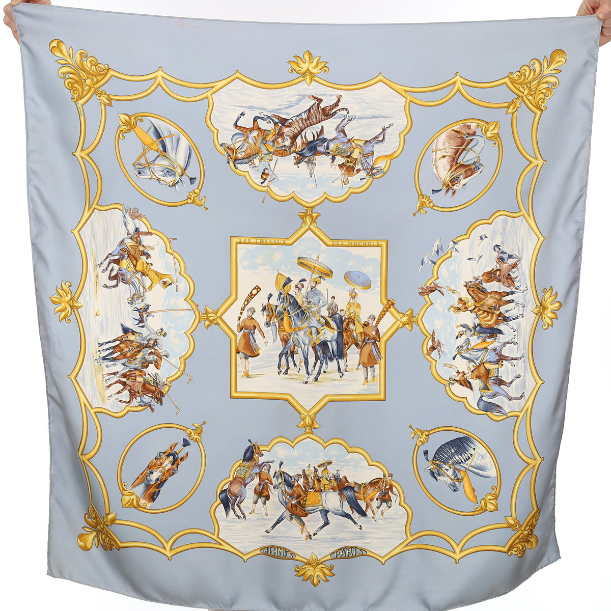 Hermès Les Chevaux des Moghols Silk Scarf