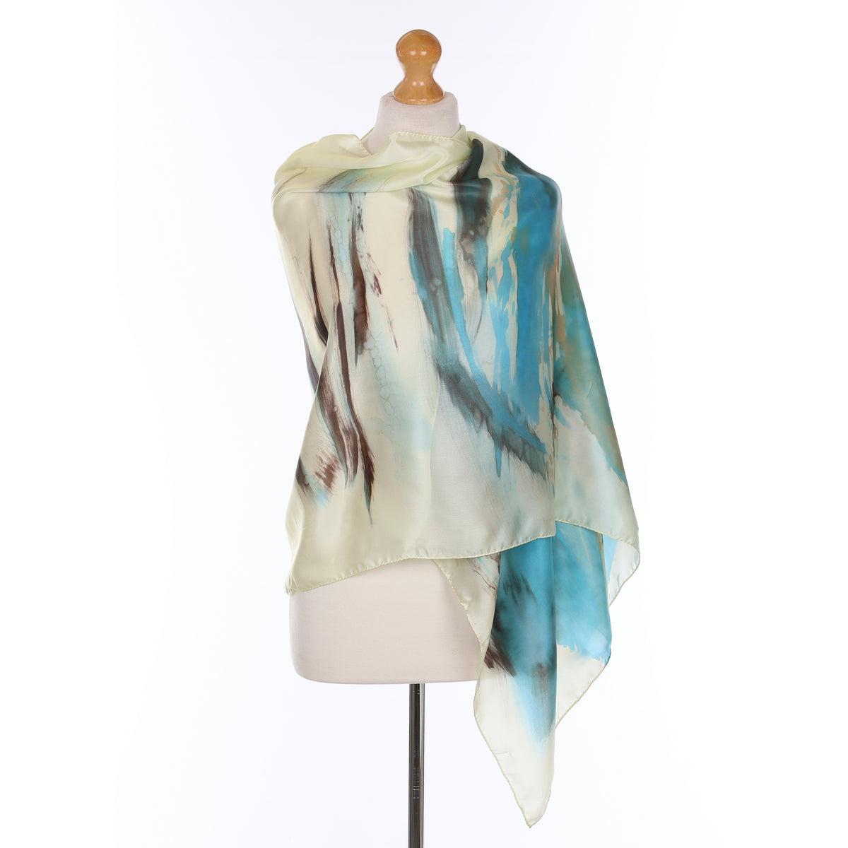 Jaeger Blue Watercolour Effect Silk Scarf
