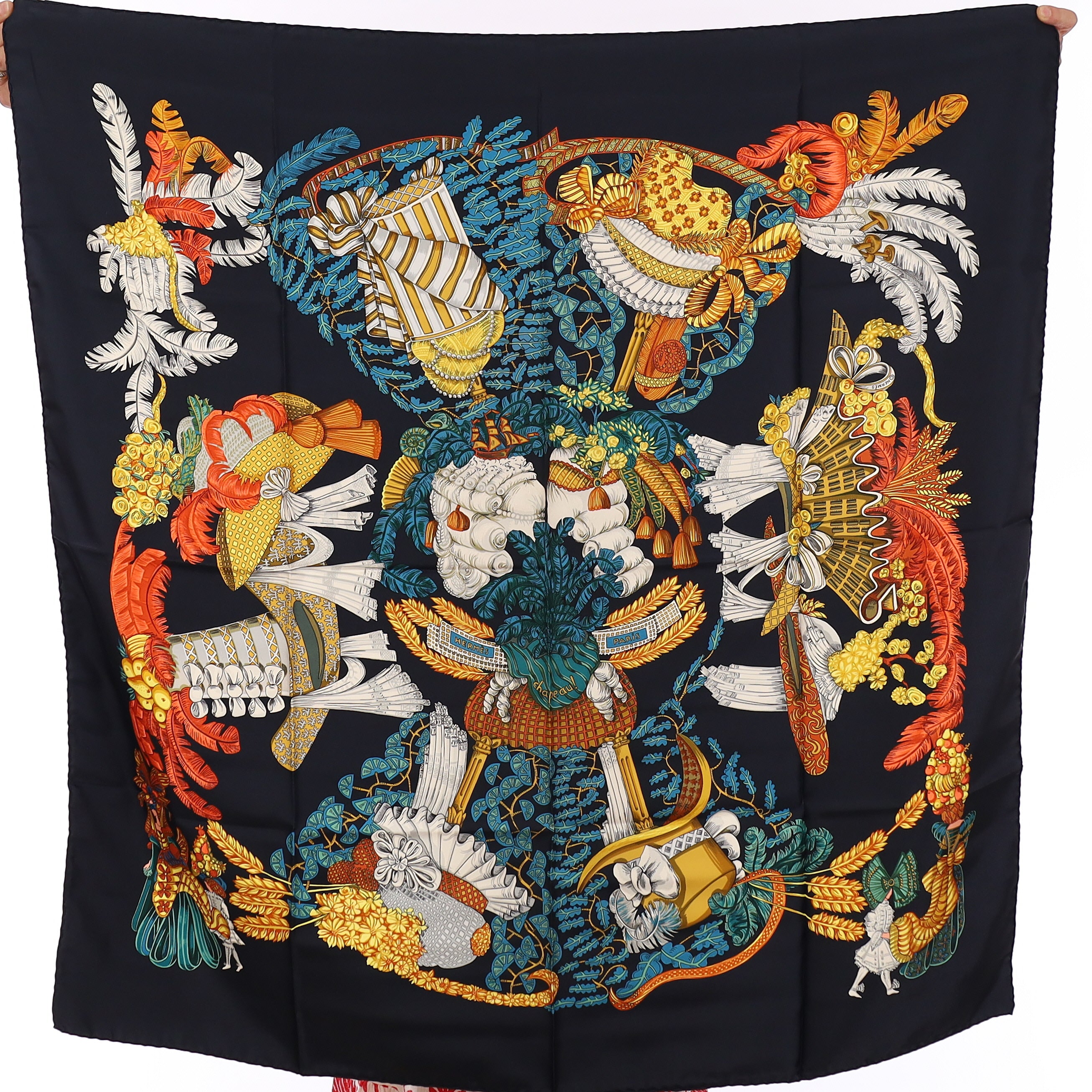 Brand New Boxed Hermès Chapeau Silk Scarf