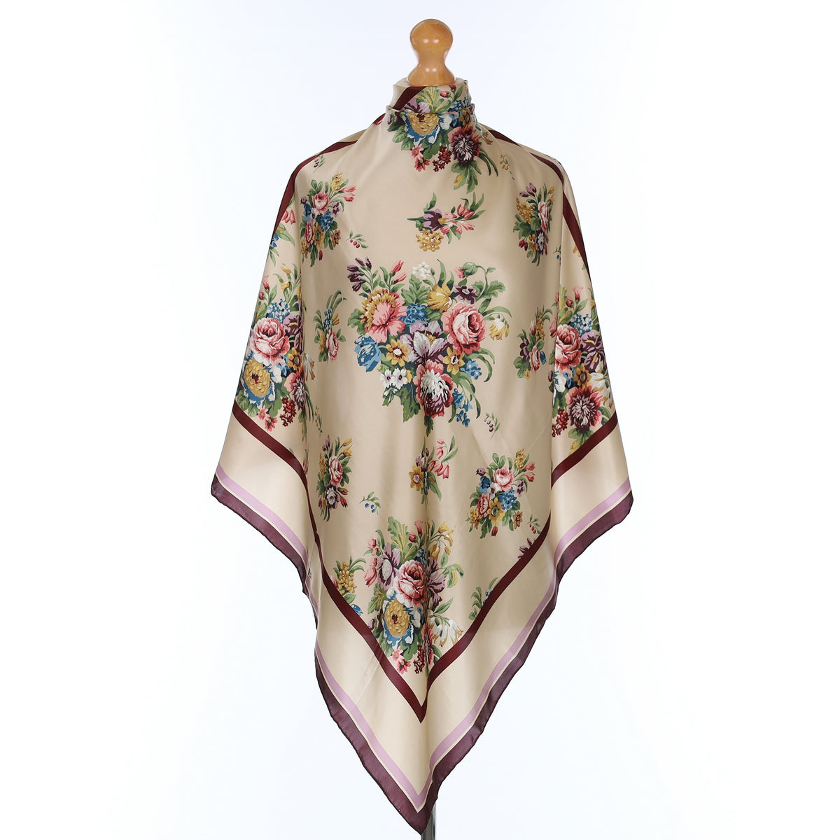 Pristine Hobbs Plum and Fawn Floral Silk Scarf