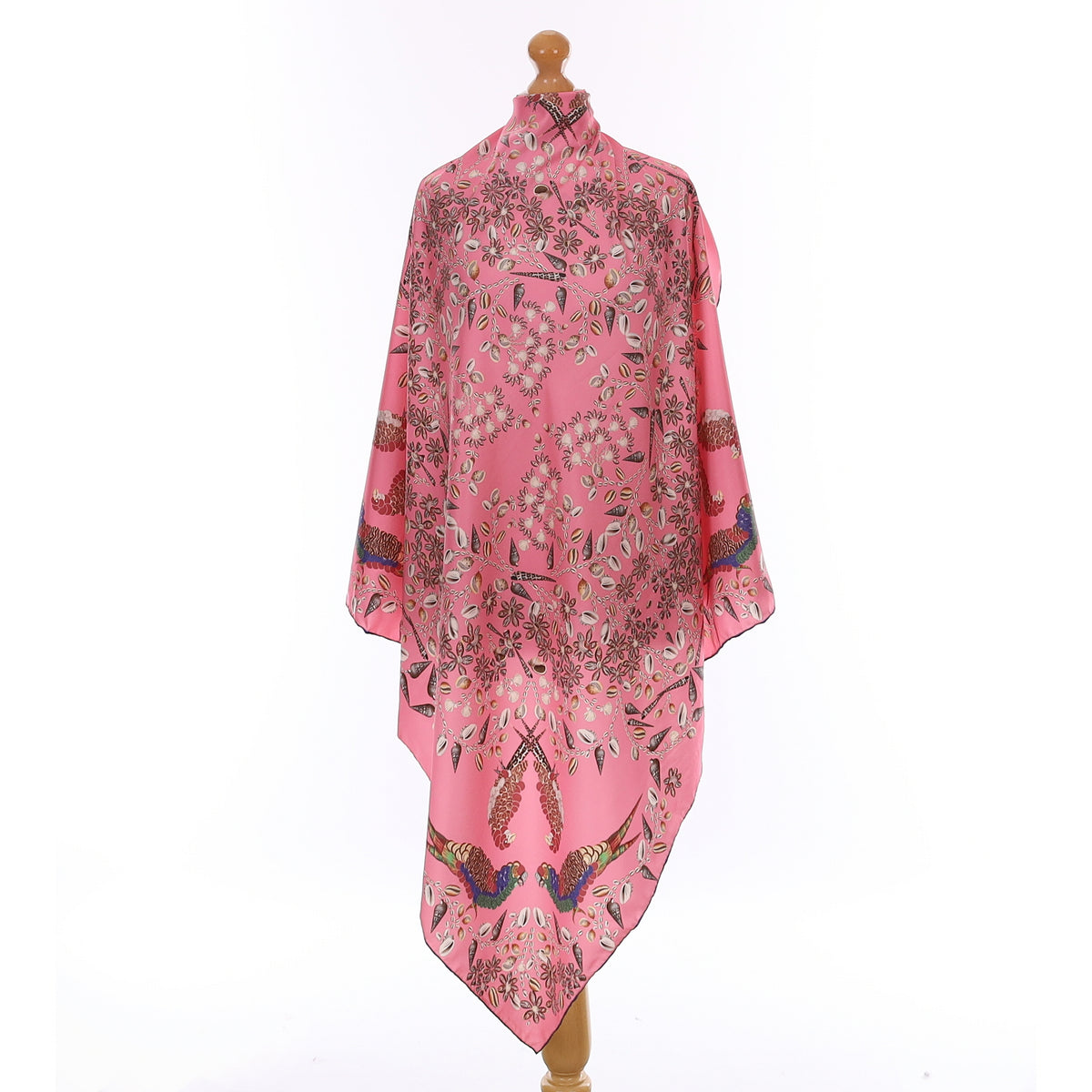 Brand New Kenzo Pink Shell Design Silk Scarf