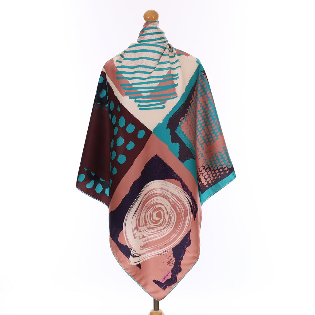 Brand New Cacharel Abstract Colour Block Silk Scarf