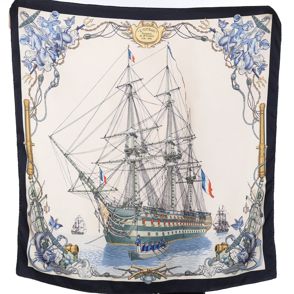 Hermès L'Ocean Vaisseau de 118 Canons Silk Scarf Quite Rare