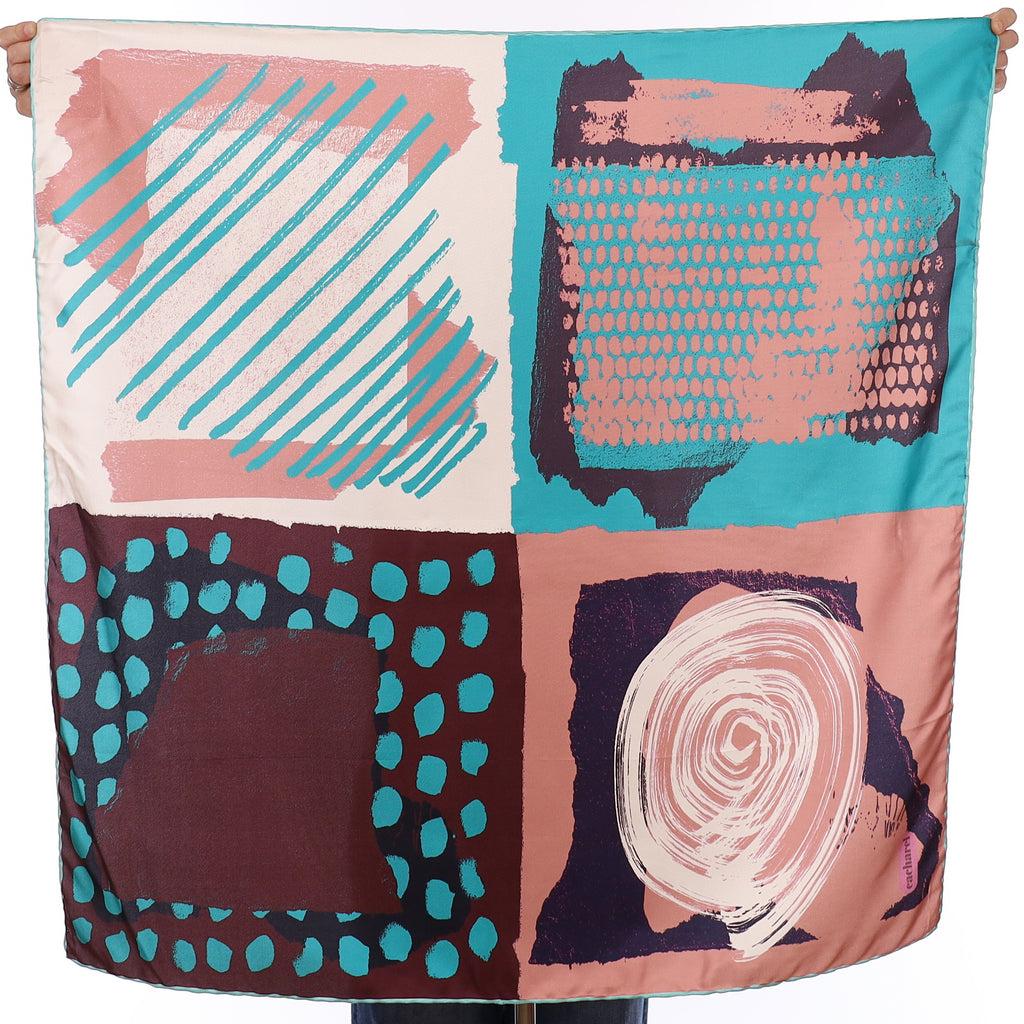 Brand New Cacharel Abstract Colour Block Silk Scarf