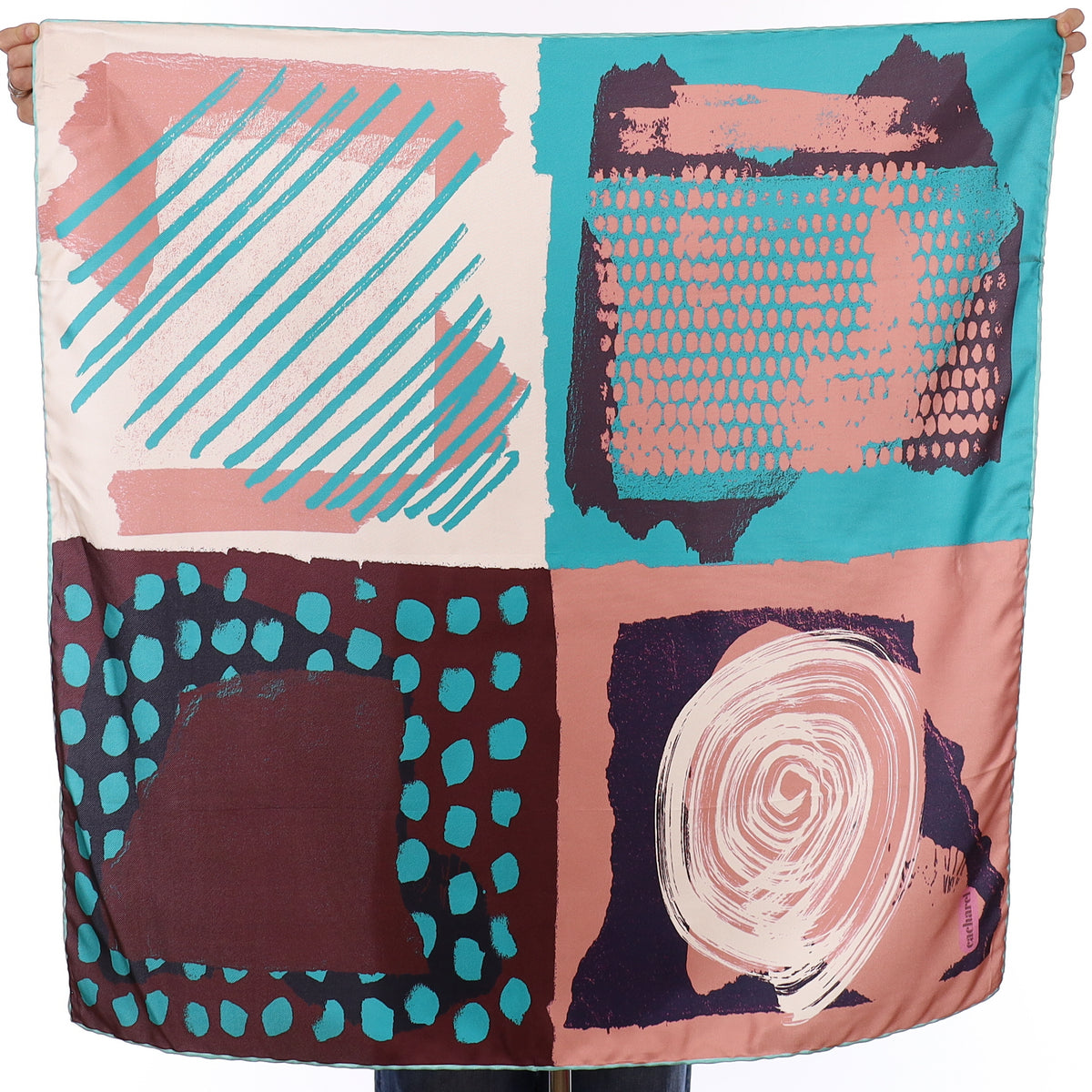 Brand New Cacharel Abstract Colour Block Silk Scarf