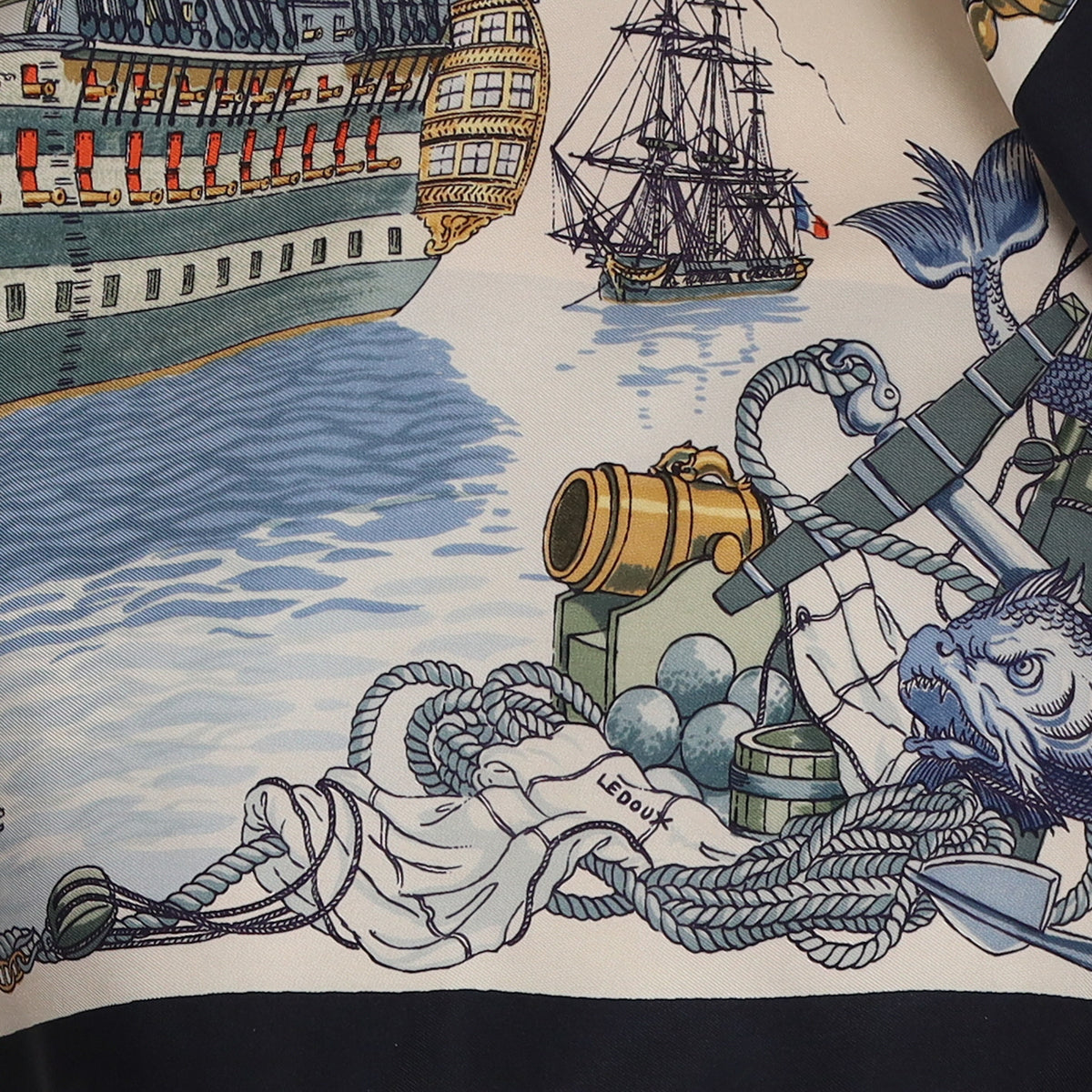 Hermès L'Ocean Vaisseau de 118 Canons Silk Scarf Quite Rare