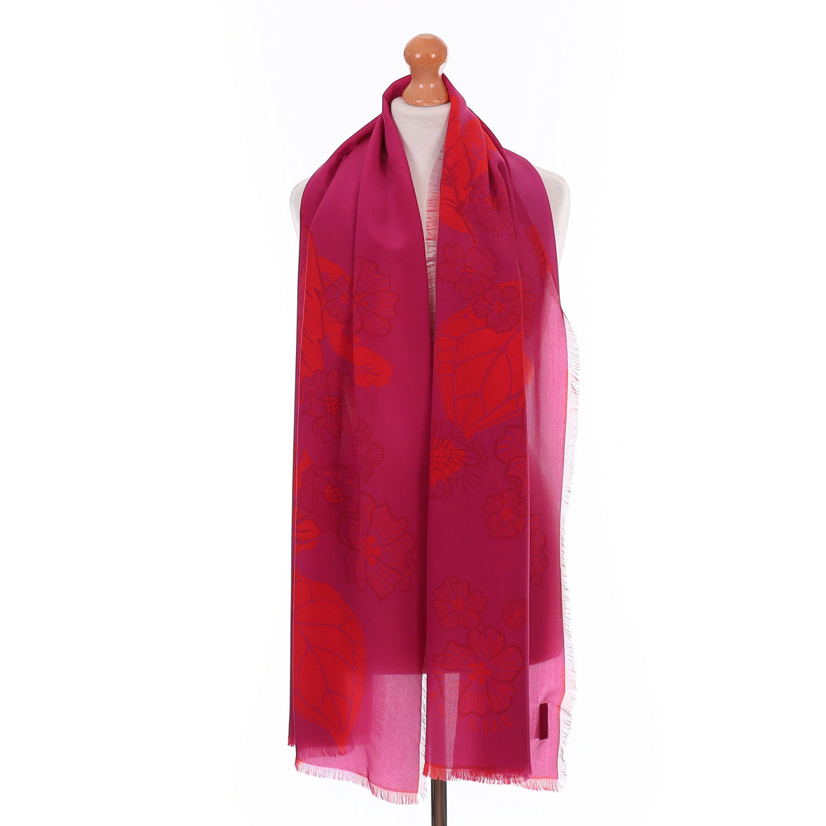 Brand New Escada Magenta and Red Floral Silk Wrap