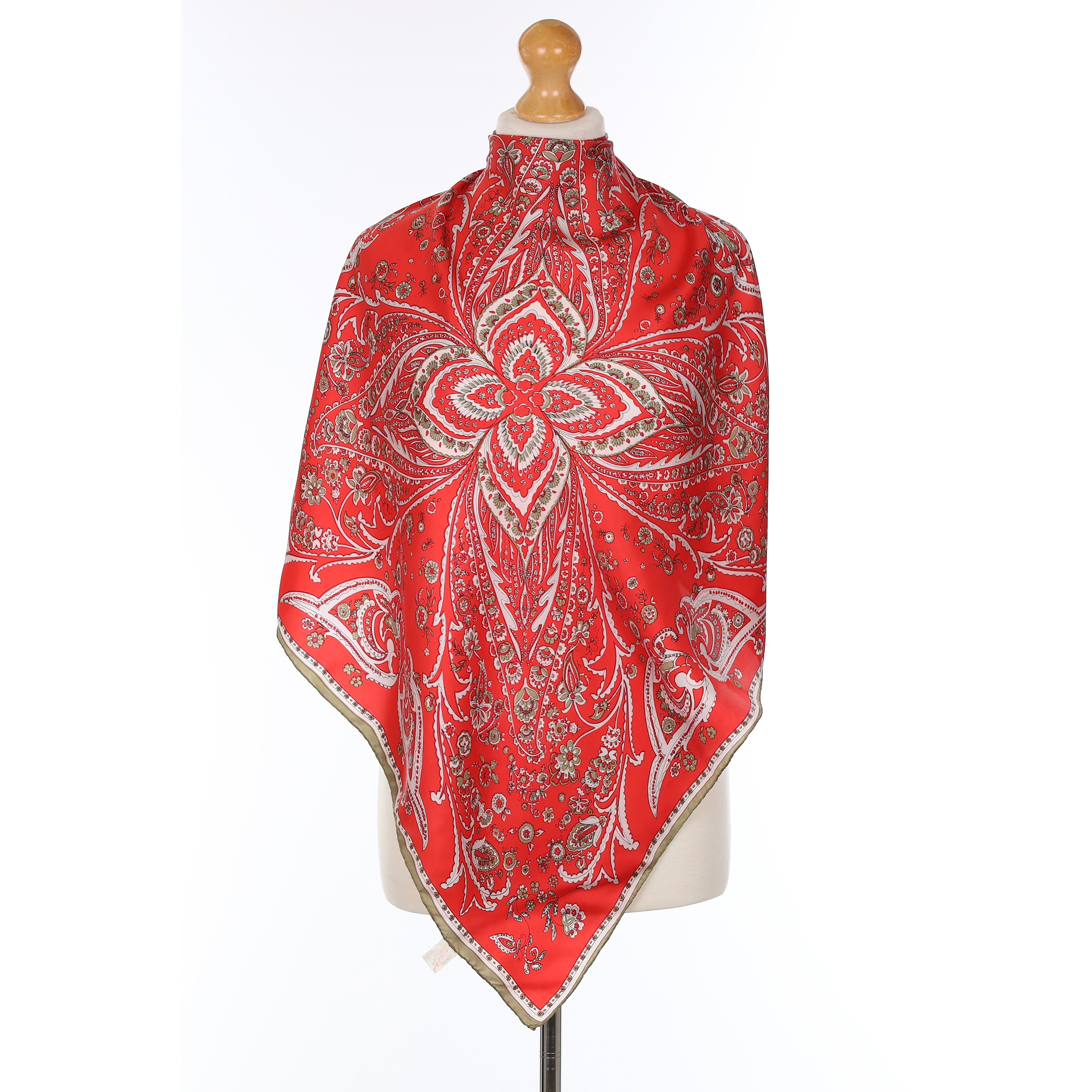 Clifford Bond Red Paisley Vintage Silk Scarf