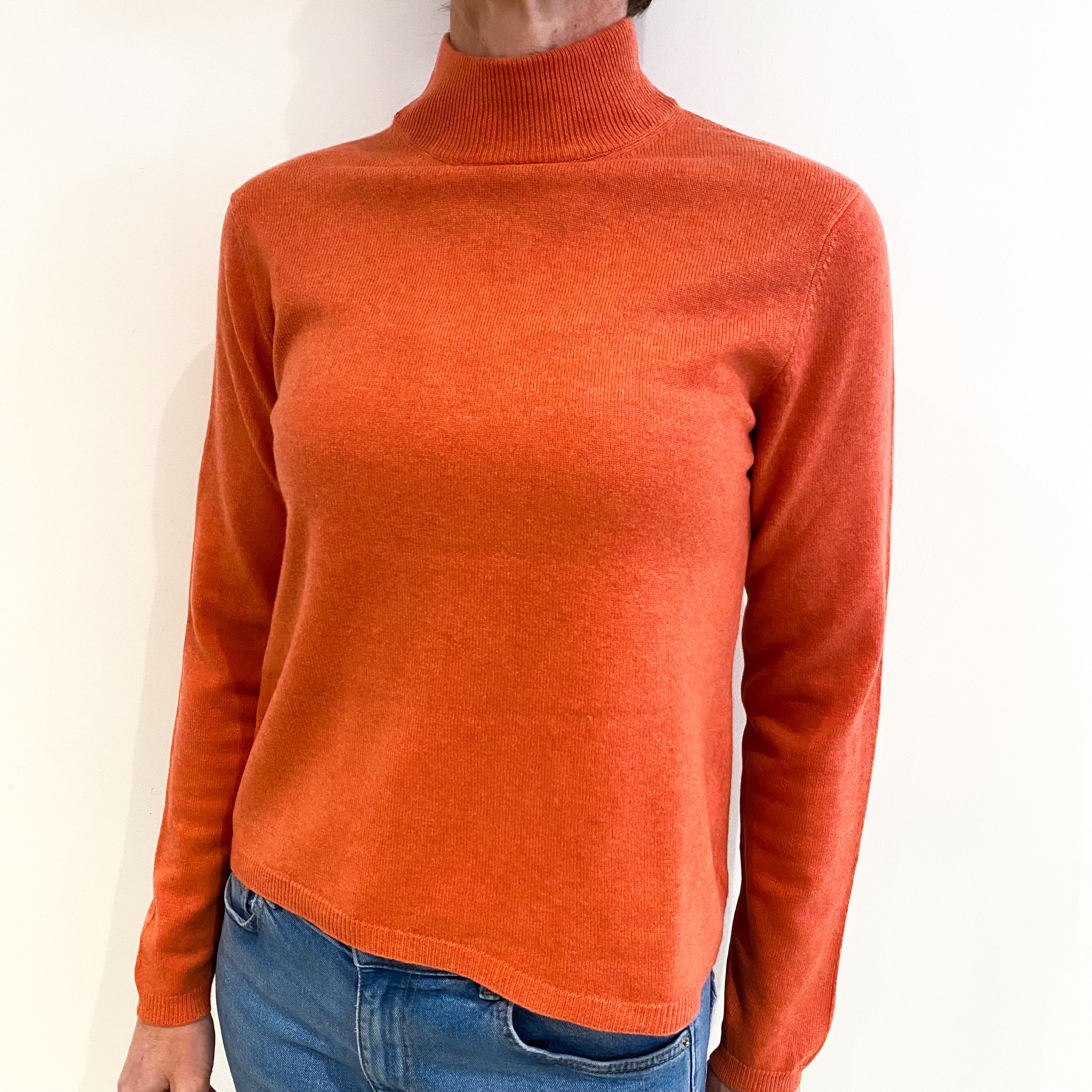 Crab Orange Cashmere Turtle Neck Jumper Small