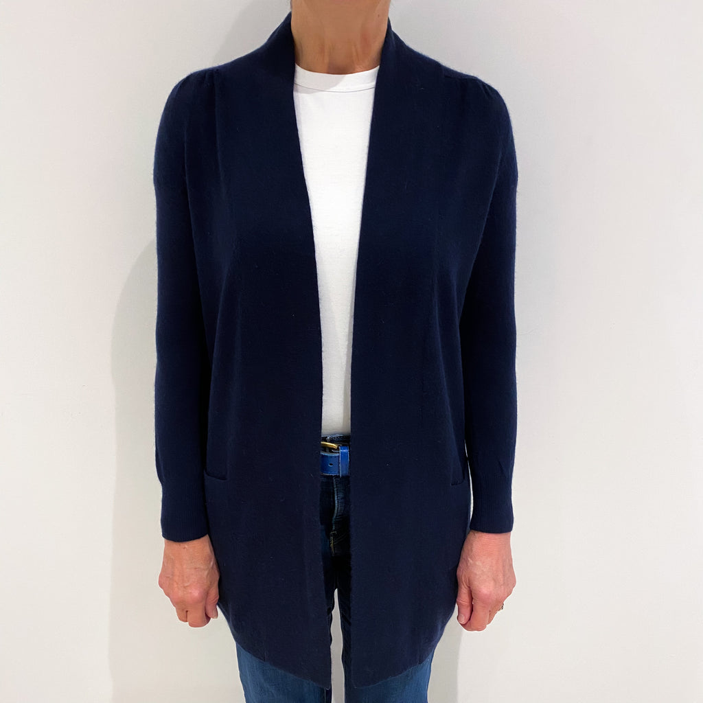 Indigo Purple Edge To Edge Cashmere Cable Knit Cardigan Medium