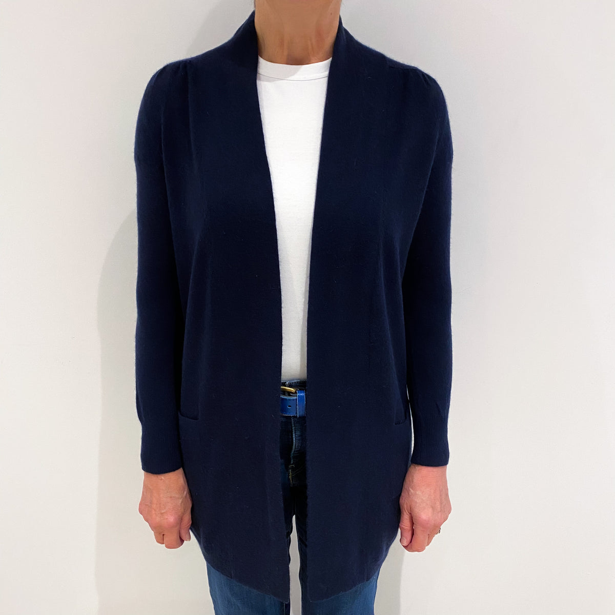Indigo Purple Edge To Edge Cashmere Cable Knit Cardigan Medium
