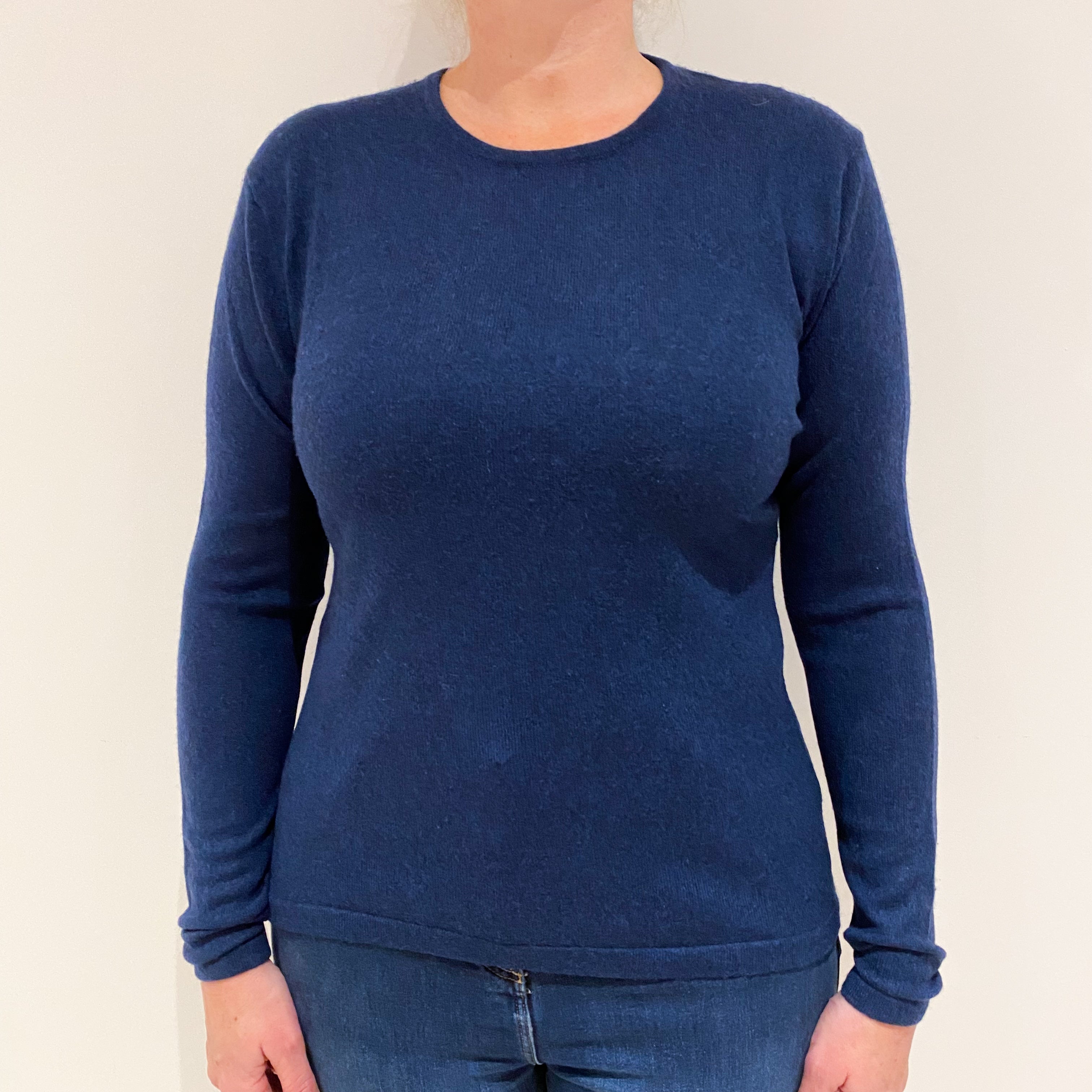 Navy Blue Cashmere Crew Neck Jumper Large