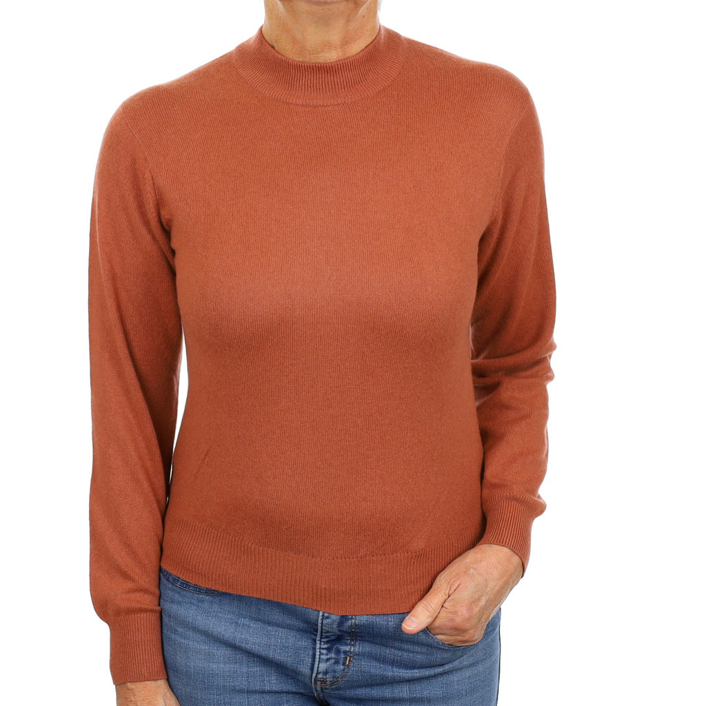 Terracotta Orange Cashmere Turtle Neck Jumper Medium