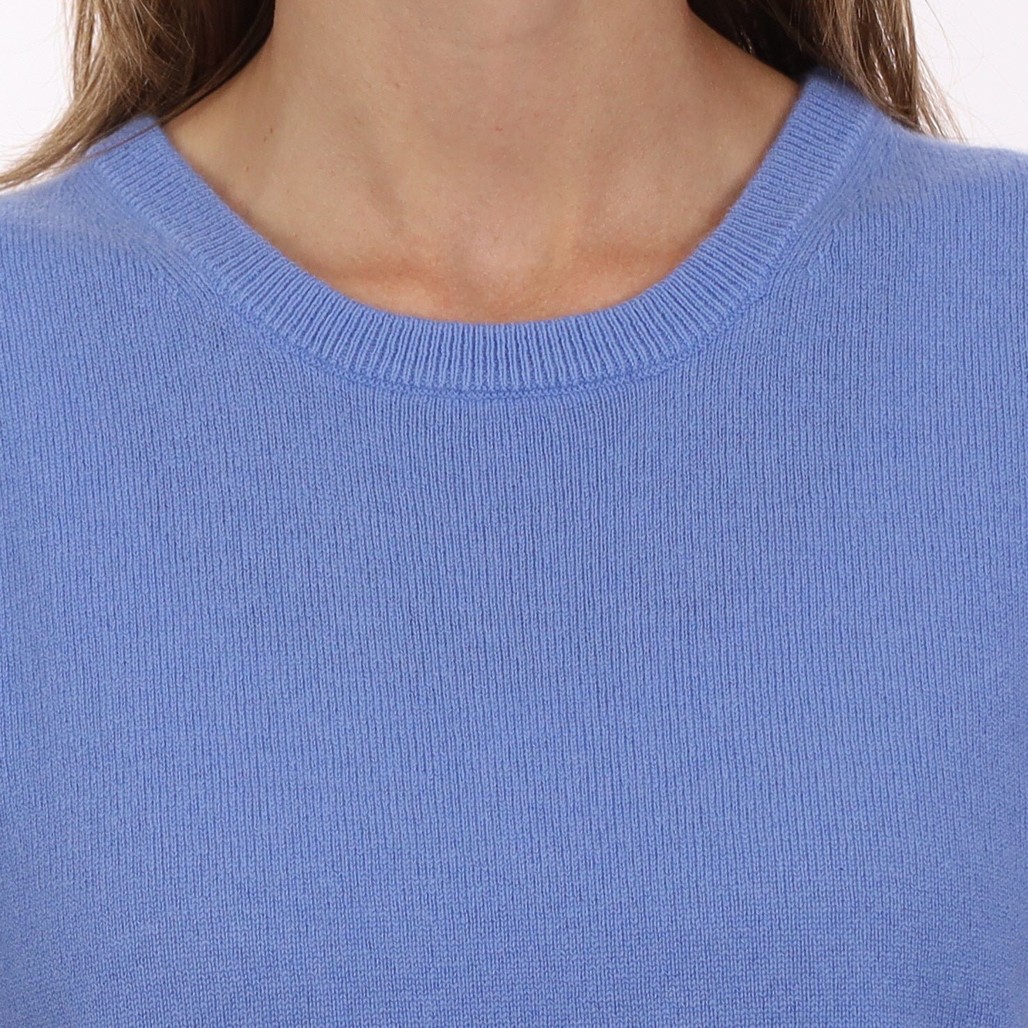 Brand New Cornflower Blue Cashmere Crew Neck T-Shirt Medium UK 12-14