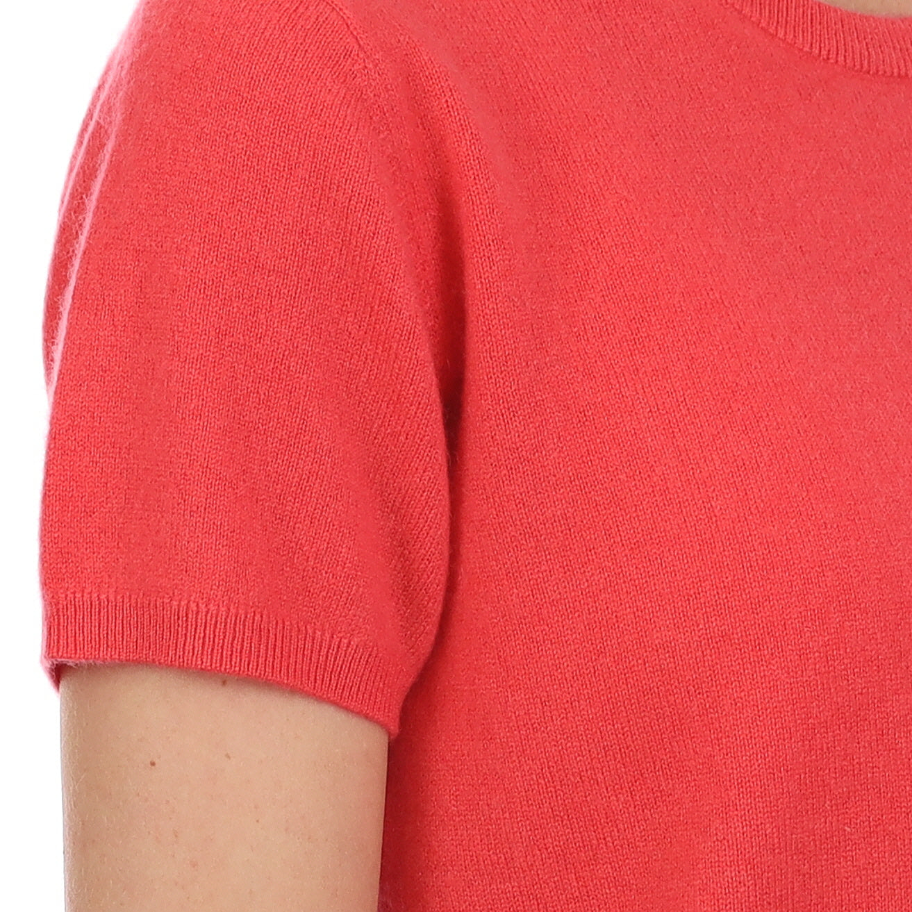 Brand New Coral Pink Cashmere Crew Neck T-Shirt Large UK 16-18