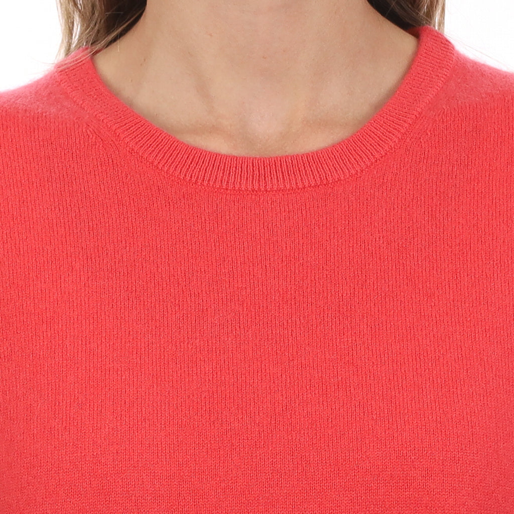 Brand New Coral Pink Cashmere Crew Neck T-Shirt Medium UK 12-14