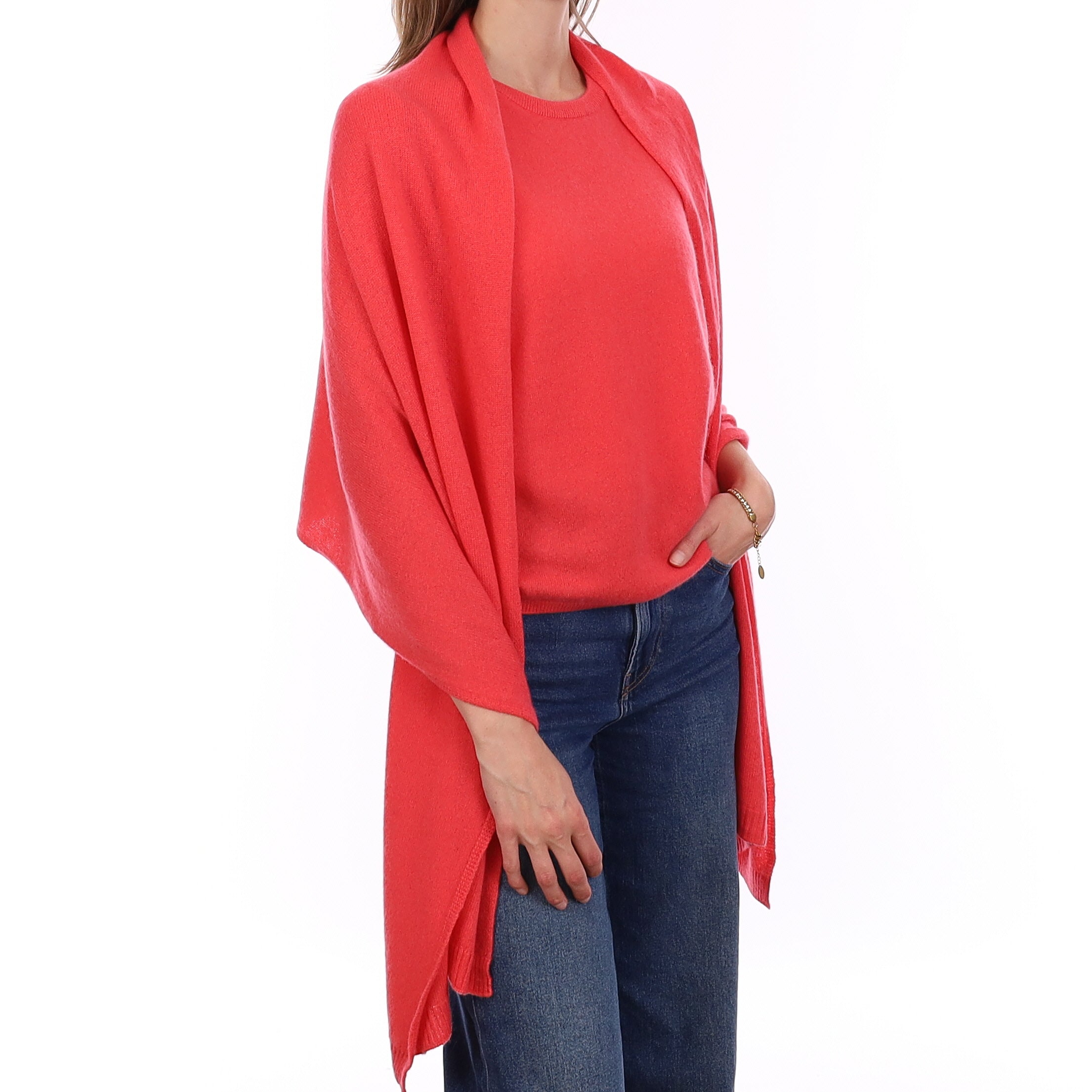 Brand New Coral Pink Cashmere Crew Neck T-Shirt Large UK 16-18