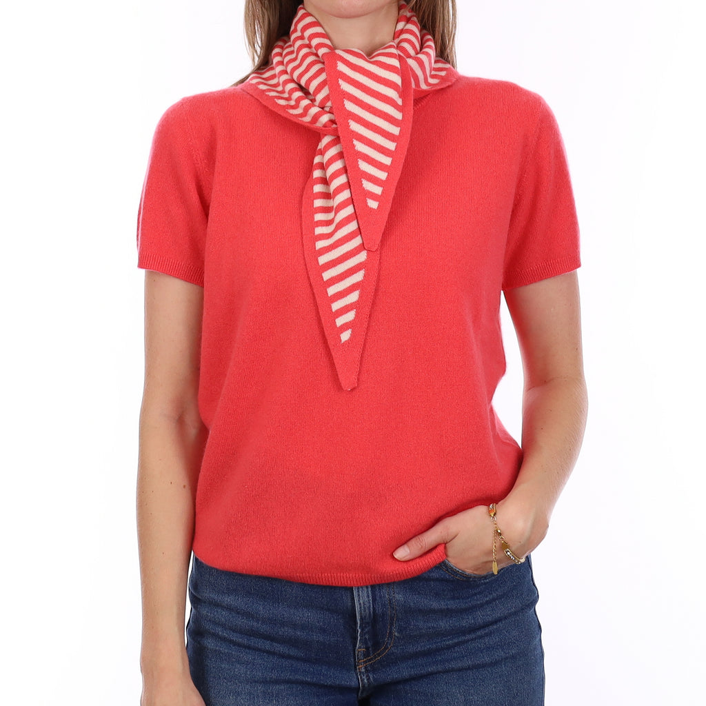 Brand New Coral Pink Cashmere Crew Neck T-Shirt Medium UK 12-14