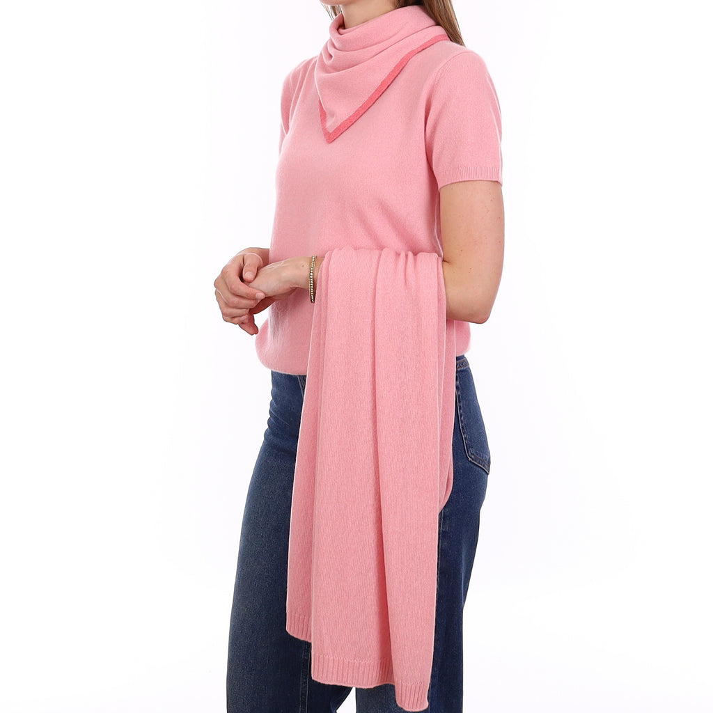Brand New Candy Floss Pink Cashmere Crew Neck T-Shirt Medium UK 12-14