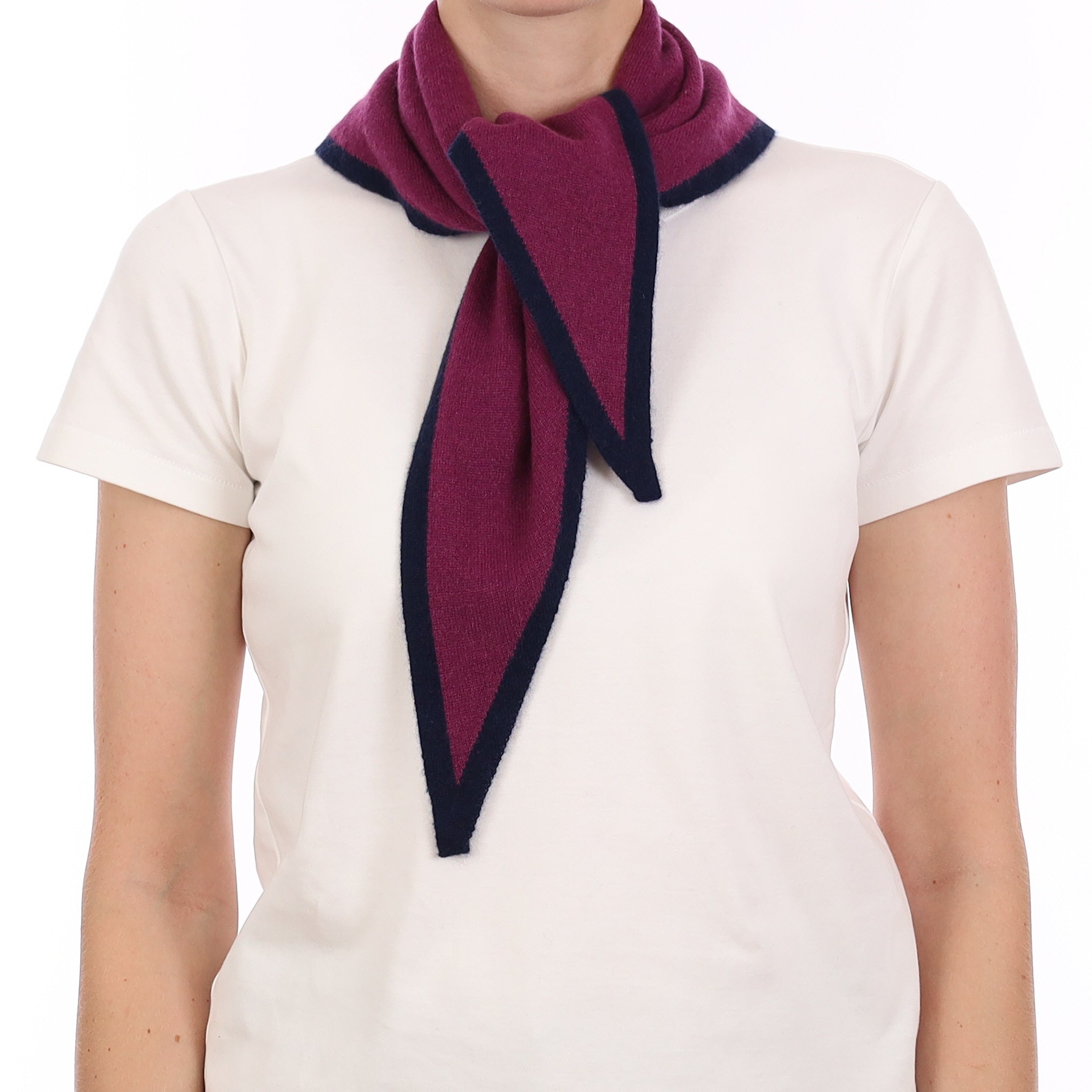 Brand New Mulberry and Navy Recycled Cashmere Triangle Scarf