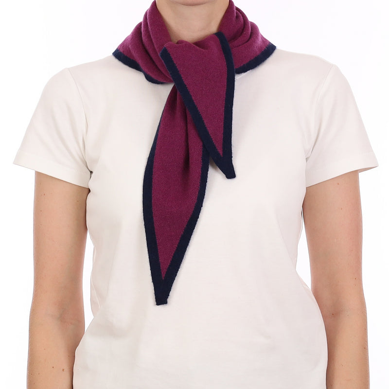 Brand New Mulberry and Navy Recycled Cashmere Triangle Scarf