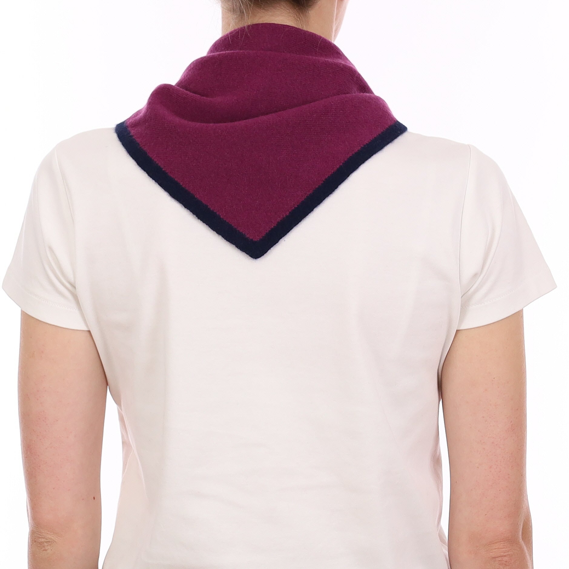 Brand New Mulberry and Navy Recycled Cashmere Triangle Scarf