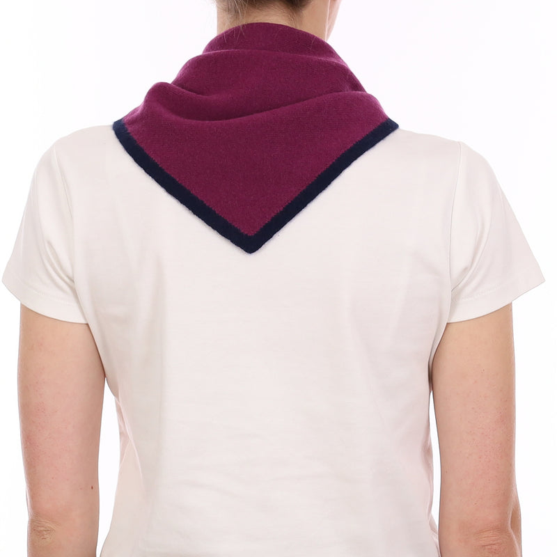 Brand New Mulberry and Navy Recycled Cashmere Triangle Scarf